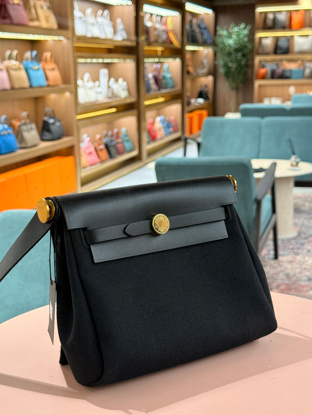 Hermes | Herbag (Mini) – Canvas – Black – Gold Hardware