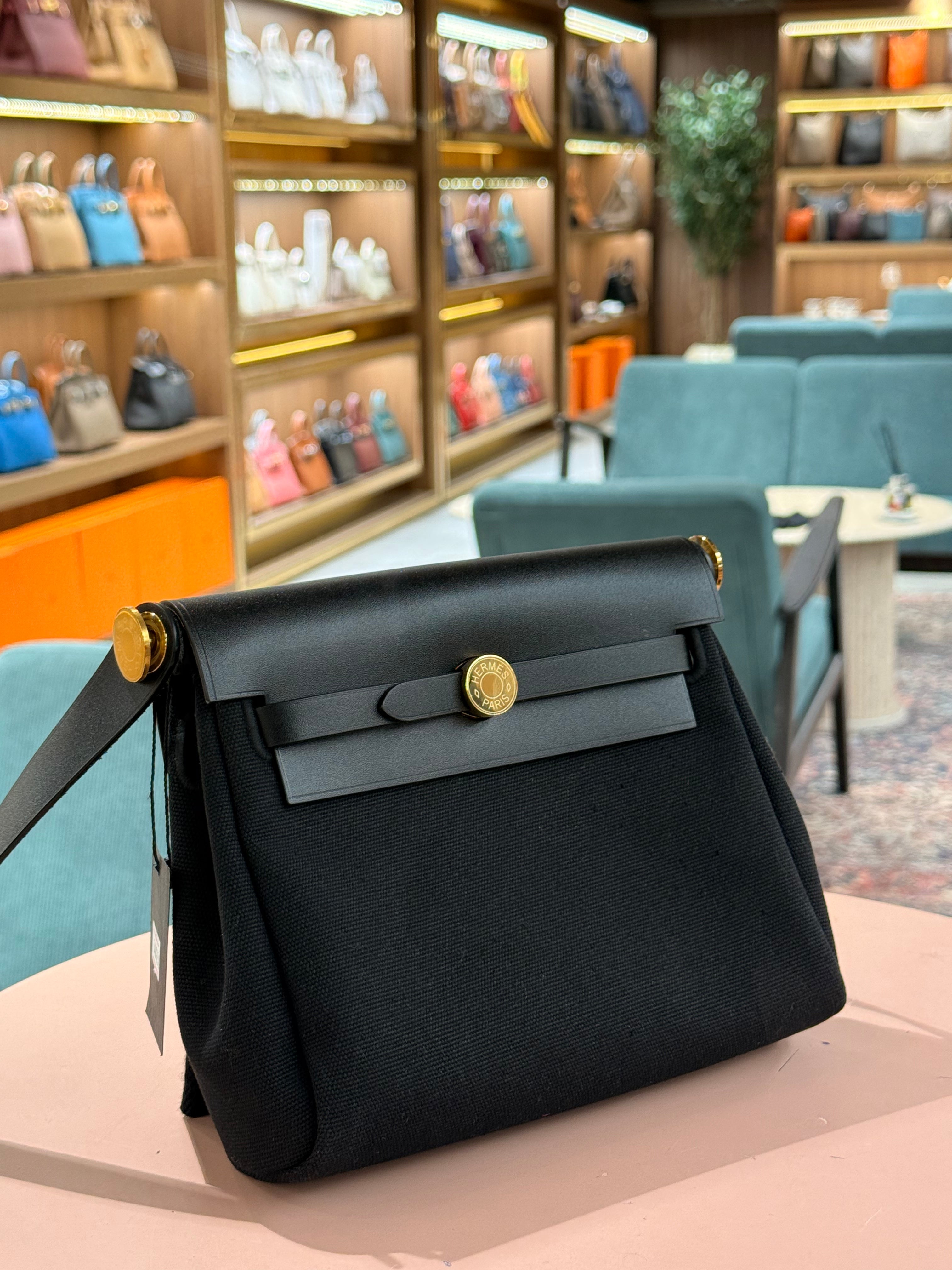 Hermes | Herbag (Mini) – Canvas – Black – Gold Hardware