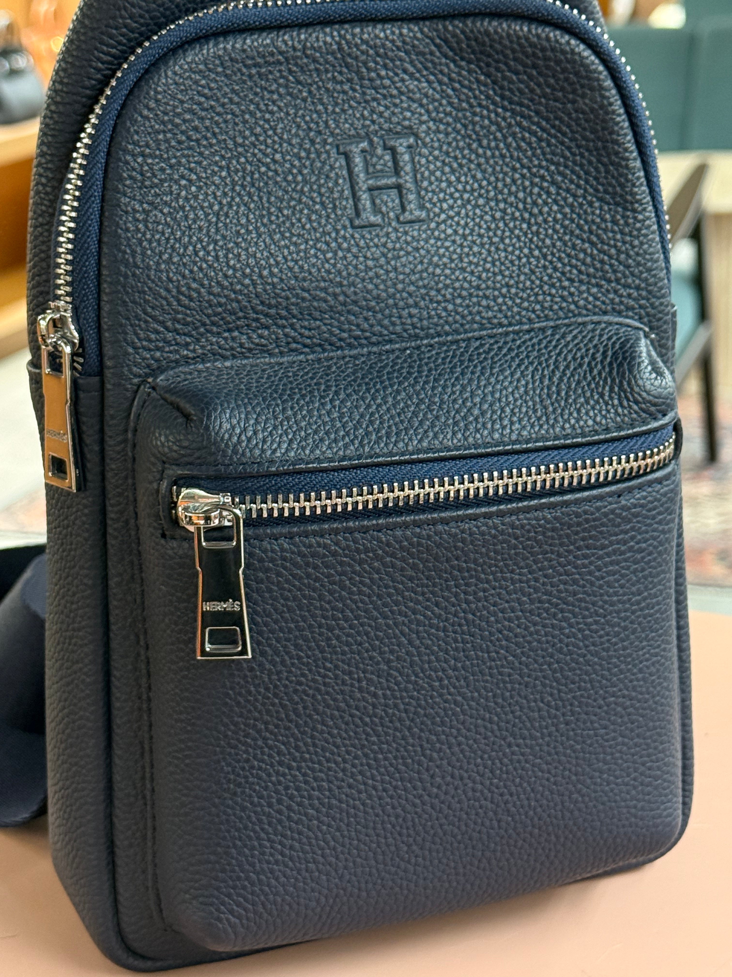 Hermes | Genuine Leather Chest Bag – Leather – Black – Silver Hardware