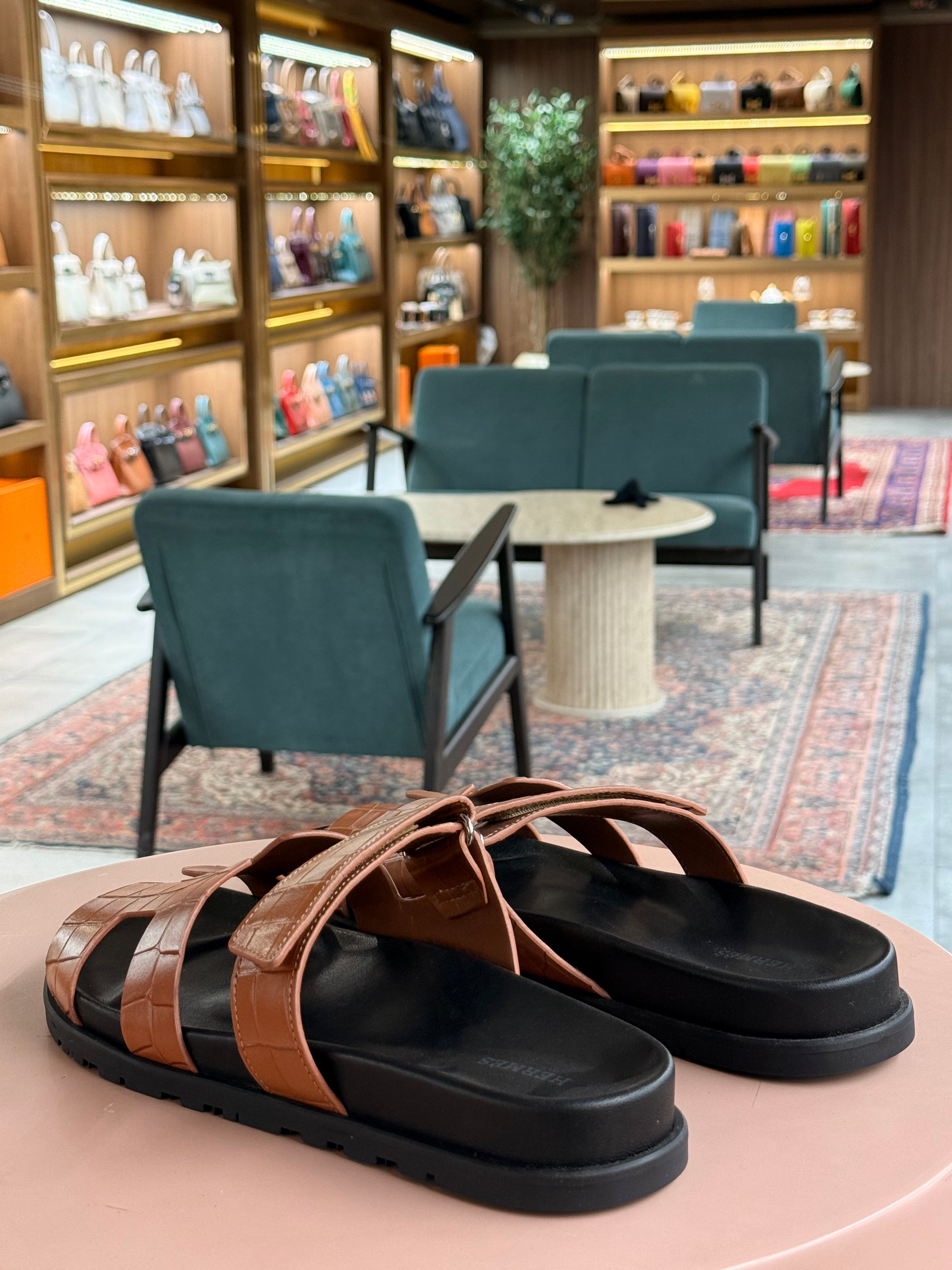 Hermes | Chypre-Sandal – Leather – Brown – Silver Hardware