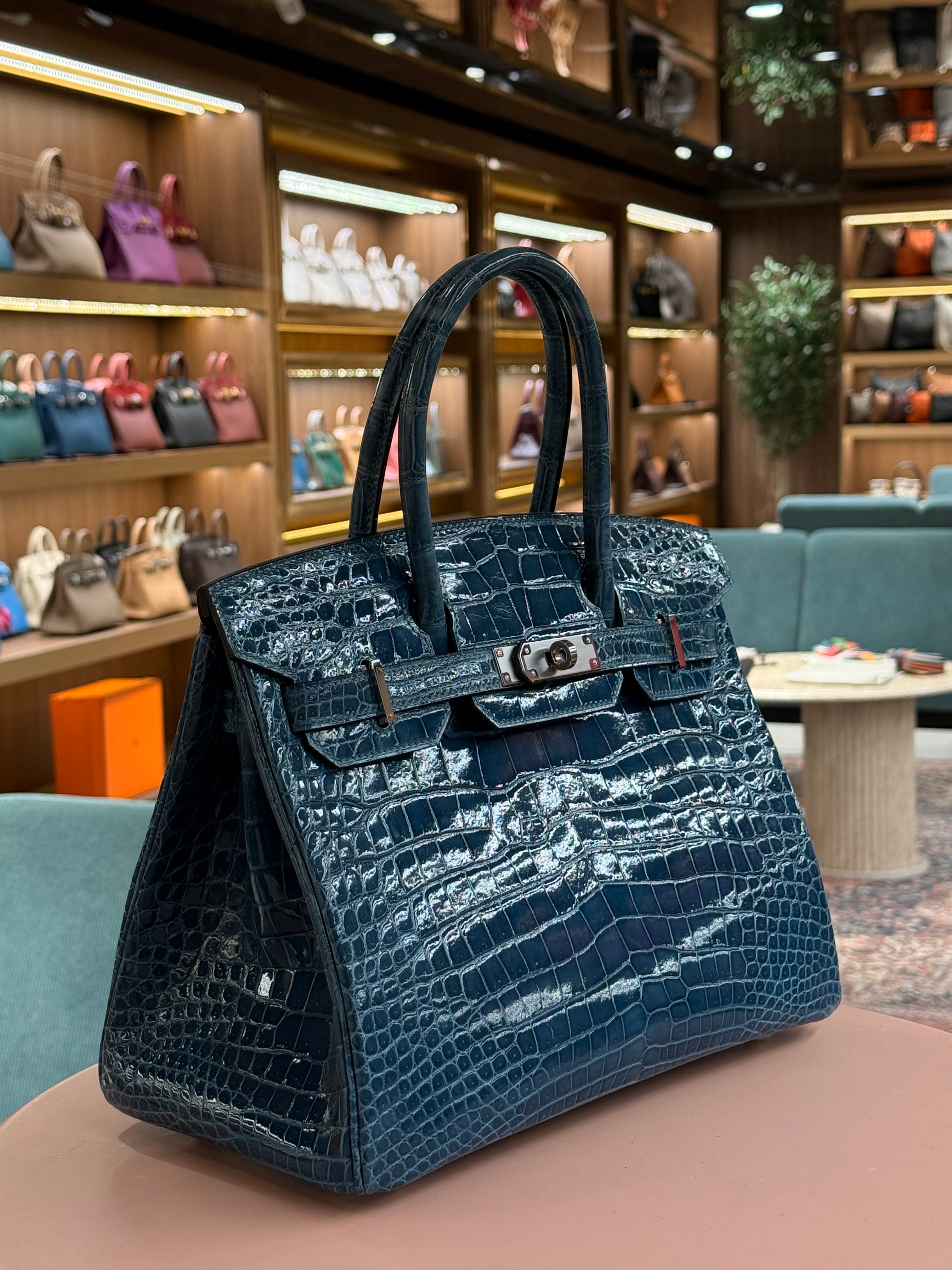 Hermes | Birkin (30) – Crocodile – Blue – Palladium Hardware