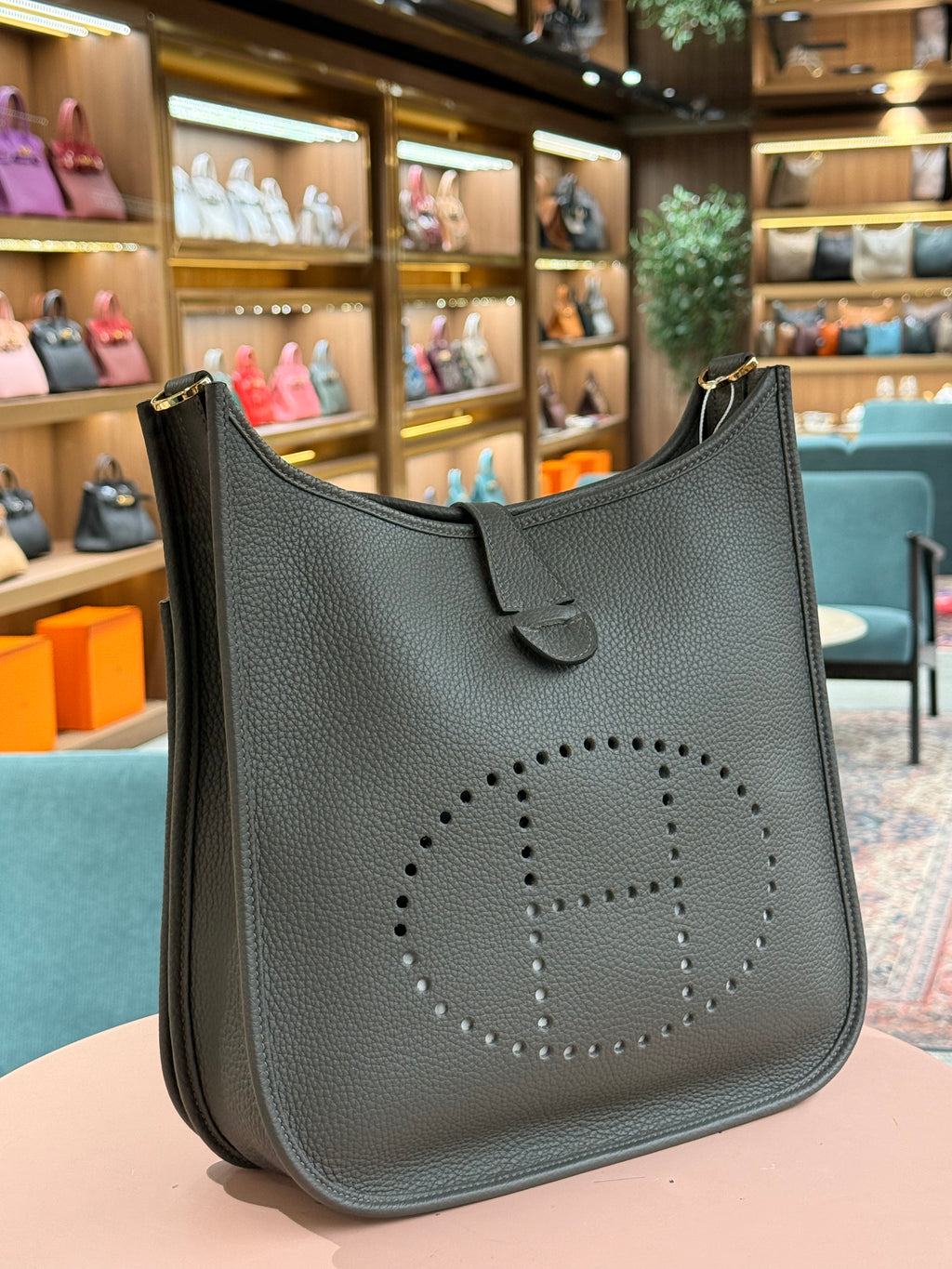 Hermes | Evelyne (Large) – Epsom – Gris Tourterelle – Palladium Hardware