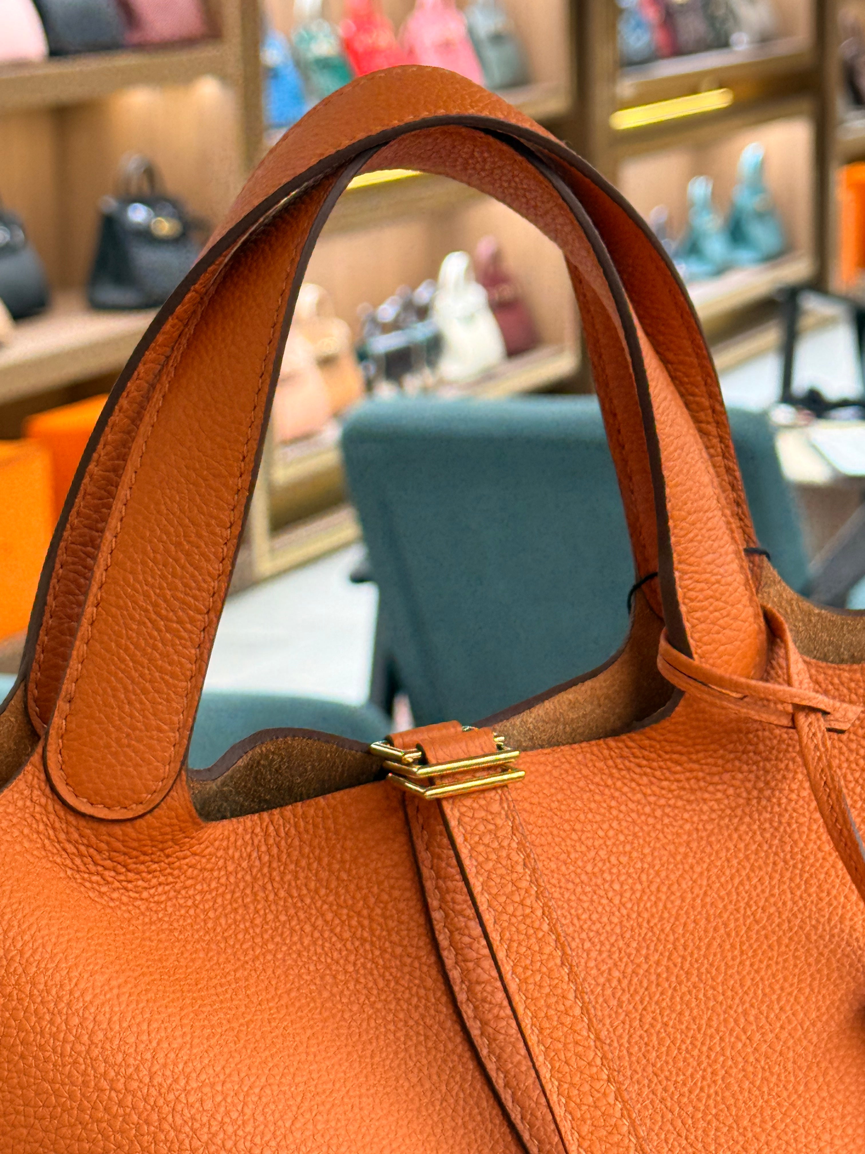 Hermes | Picotin (MM) – Clemence – Orange – Gold Hardware
