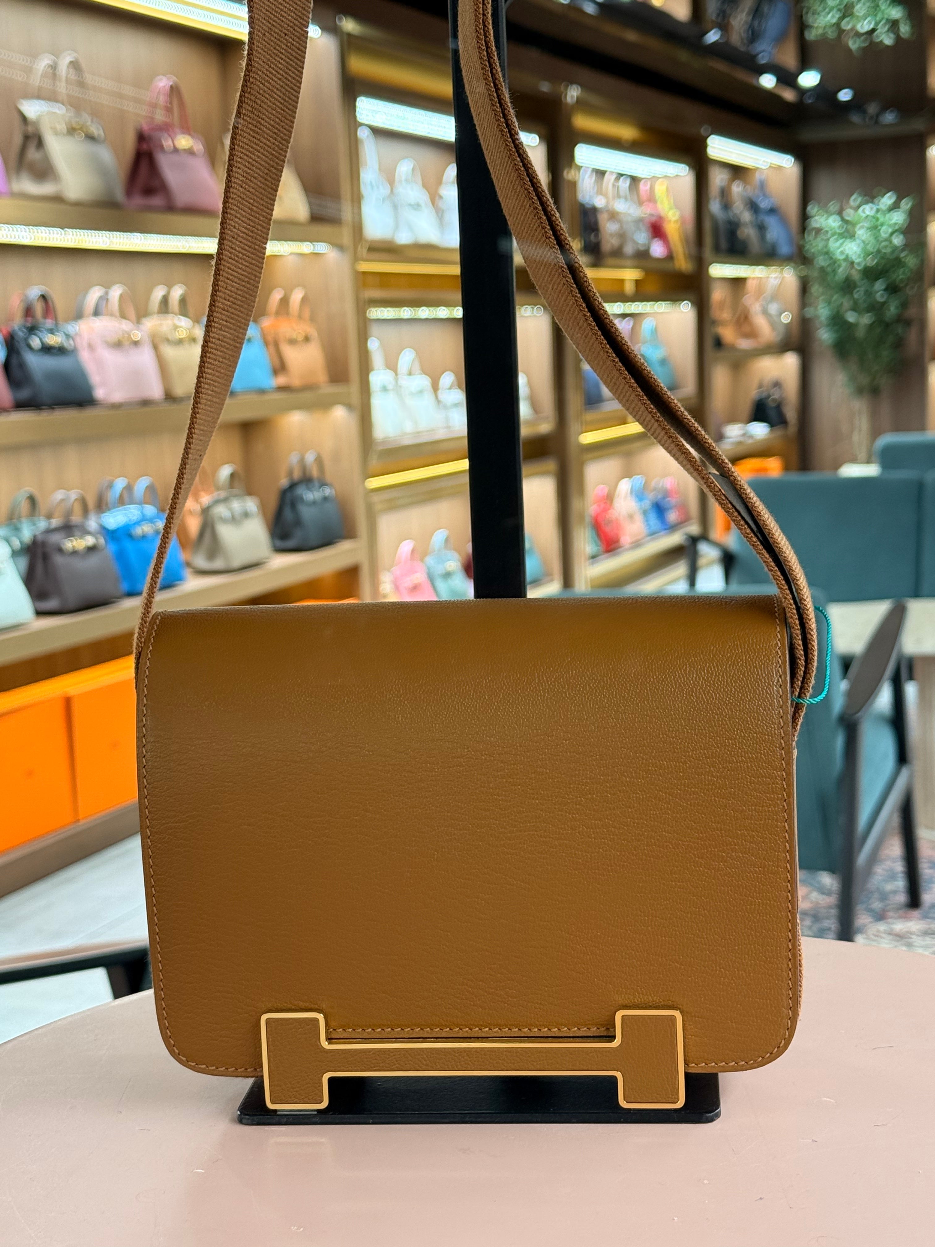 Hermes | Herbag Geta – Leather – Brown – Gold Hardware
