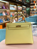 Hermes | Kelly (25) – Epsom – Jaune Poussin – Gold Hardware