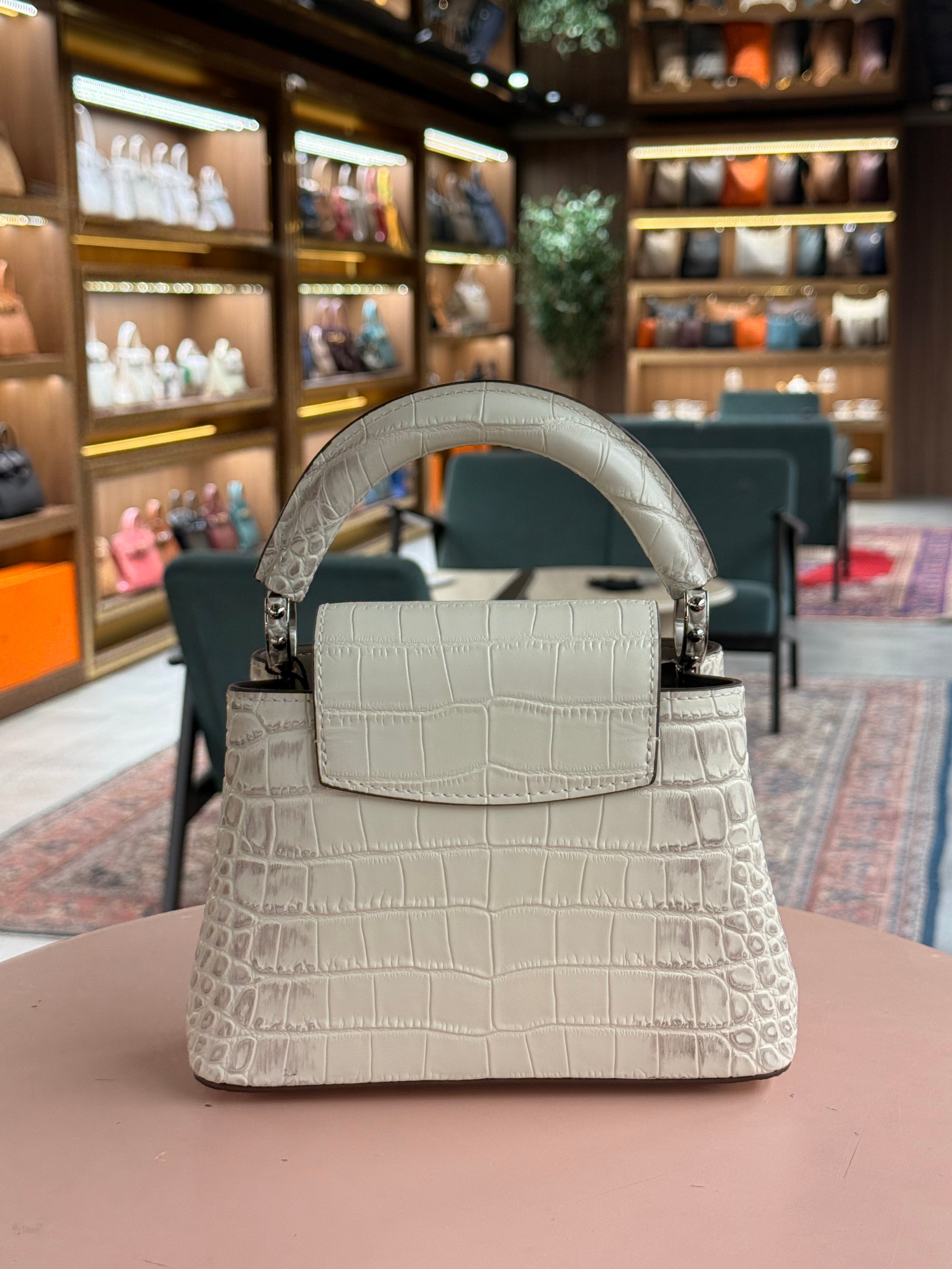 Louis Vuitton | Capucines (Mini) – Crocodile Leather – Cream – Silver Hardware
