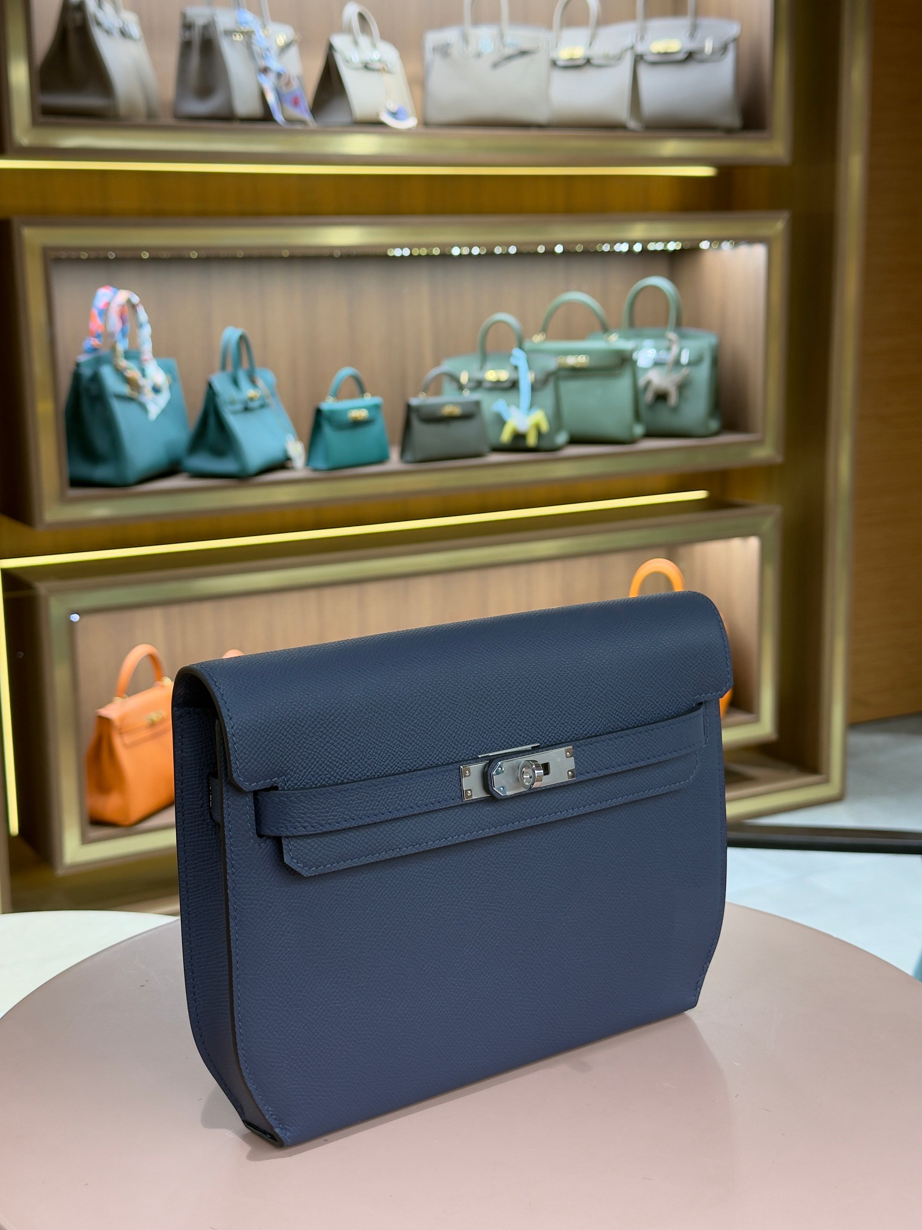 Hermes | Kelly Depeche – Epsom – Blue – Palladium Hardware