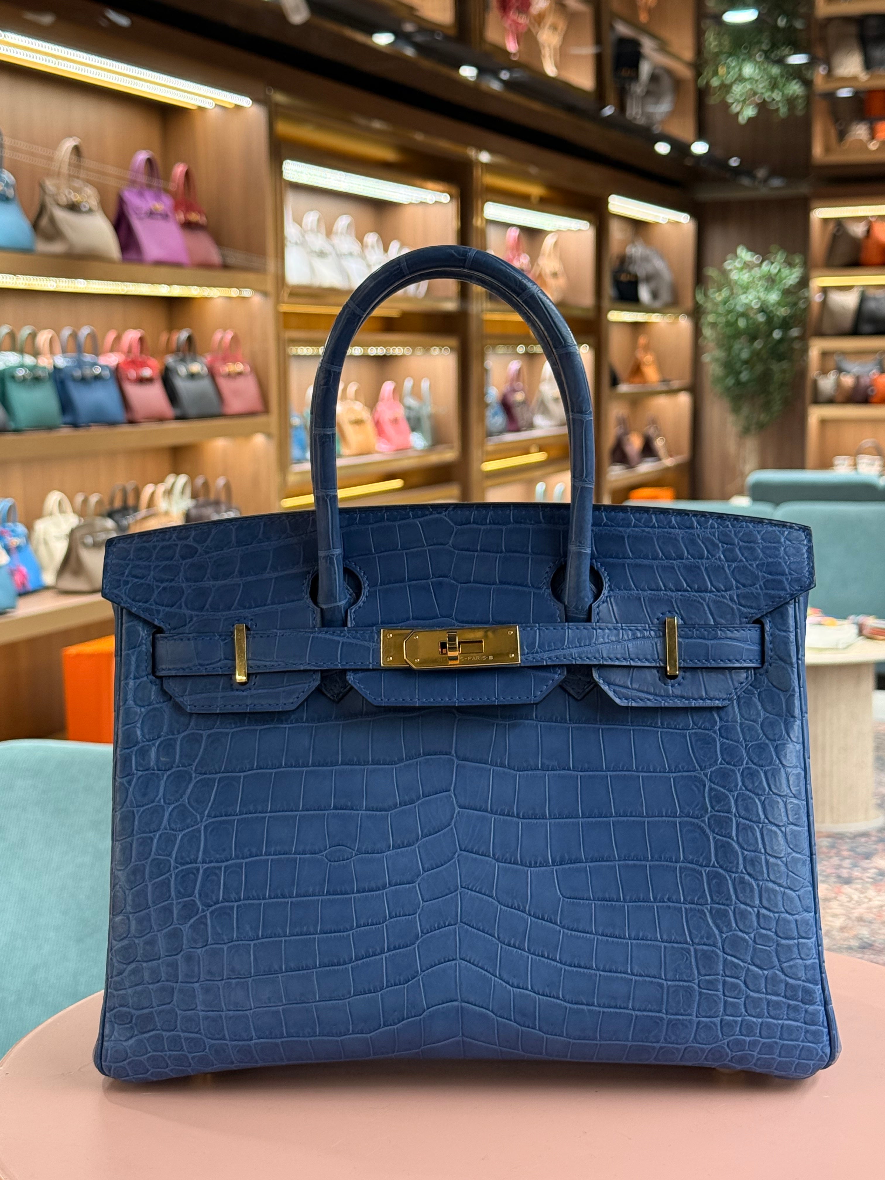 Hermes | Birkin (30) – Crocodile – Blue – Gold Hardware