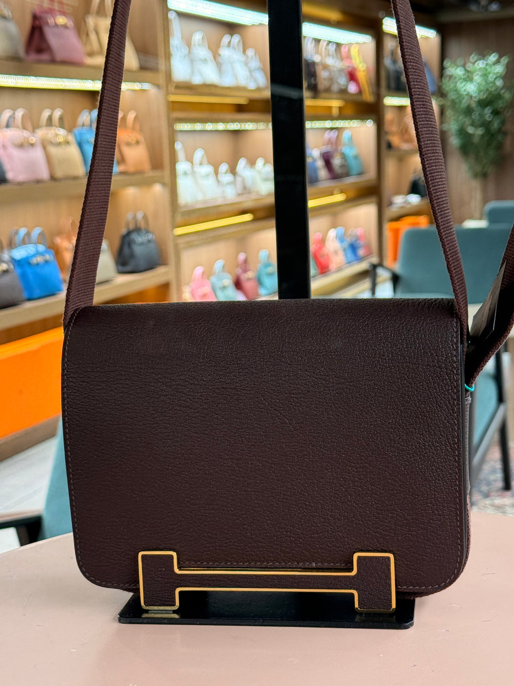 Hermes | Herbag Geta – Leather – Brown – Gold Hardware
