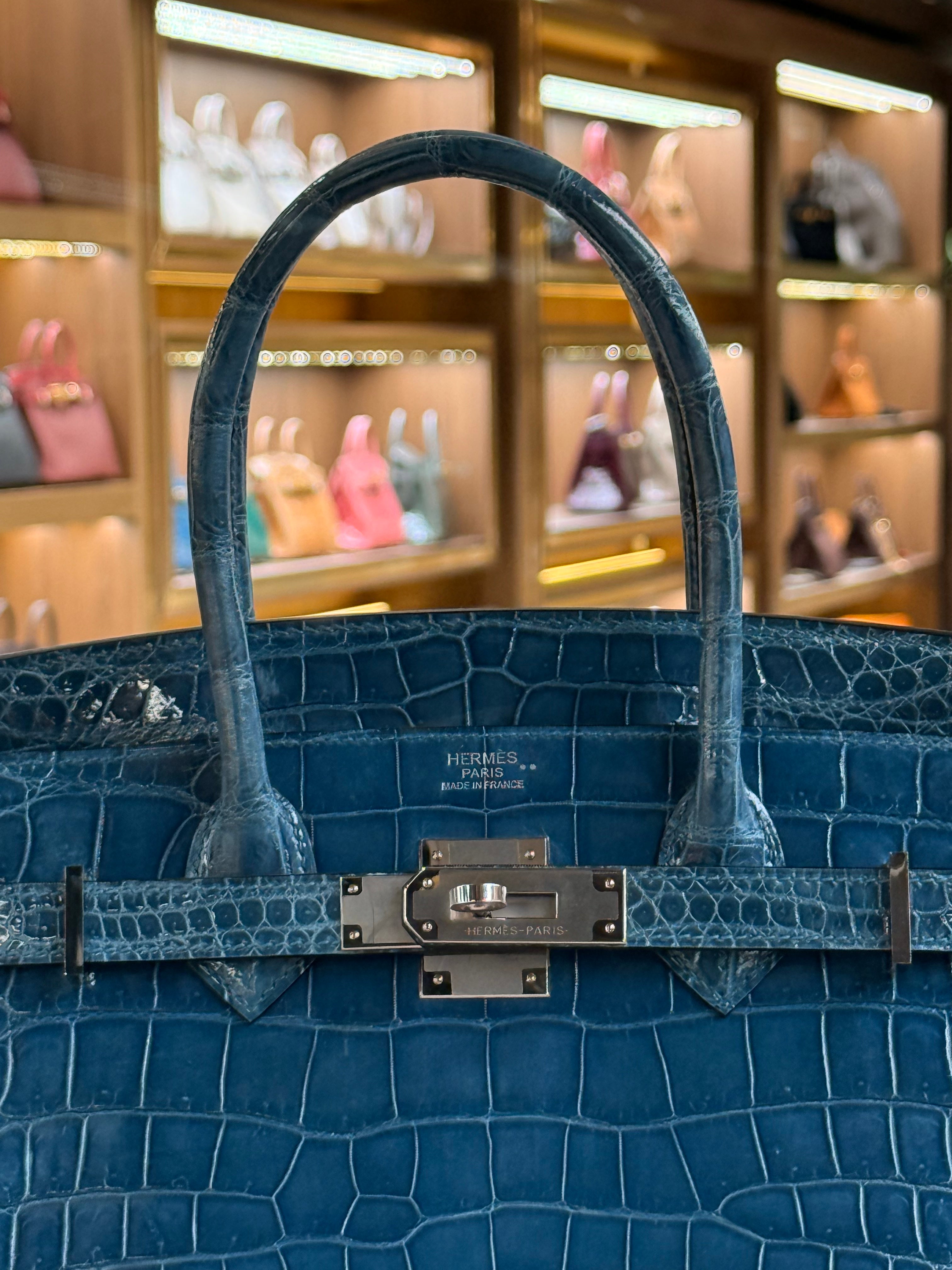 Hermes | Birkin (30) – Crocodile – Blue – Palladium Hardware