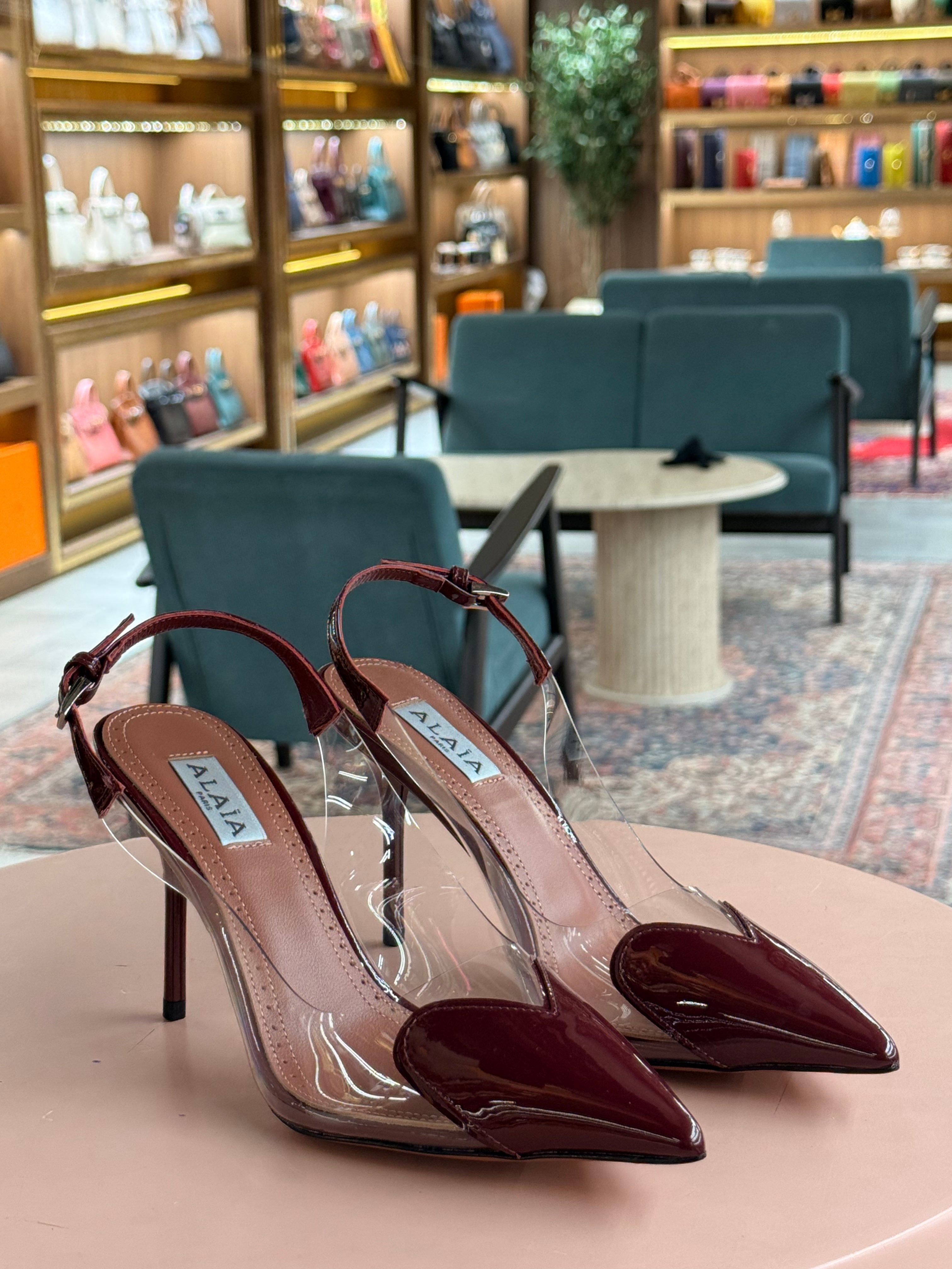 LE-CŒUR | Mules in Patent Leather – Patent Leather – Burgundy – Silver Hardware