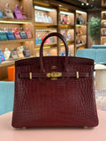Hermes | Birkin (25) – Crocodile – Rouge H – Gold Hardware