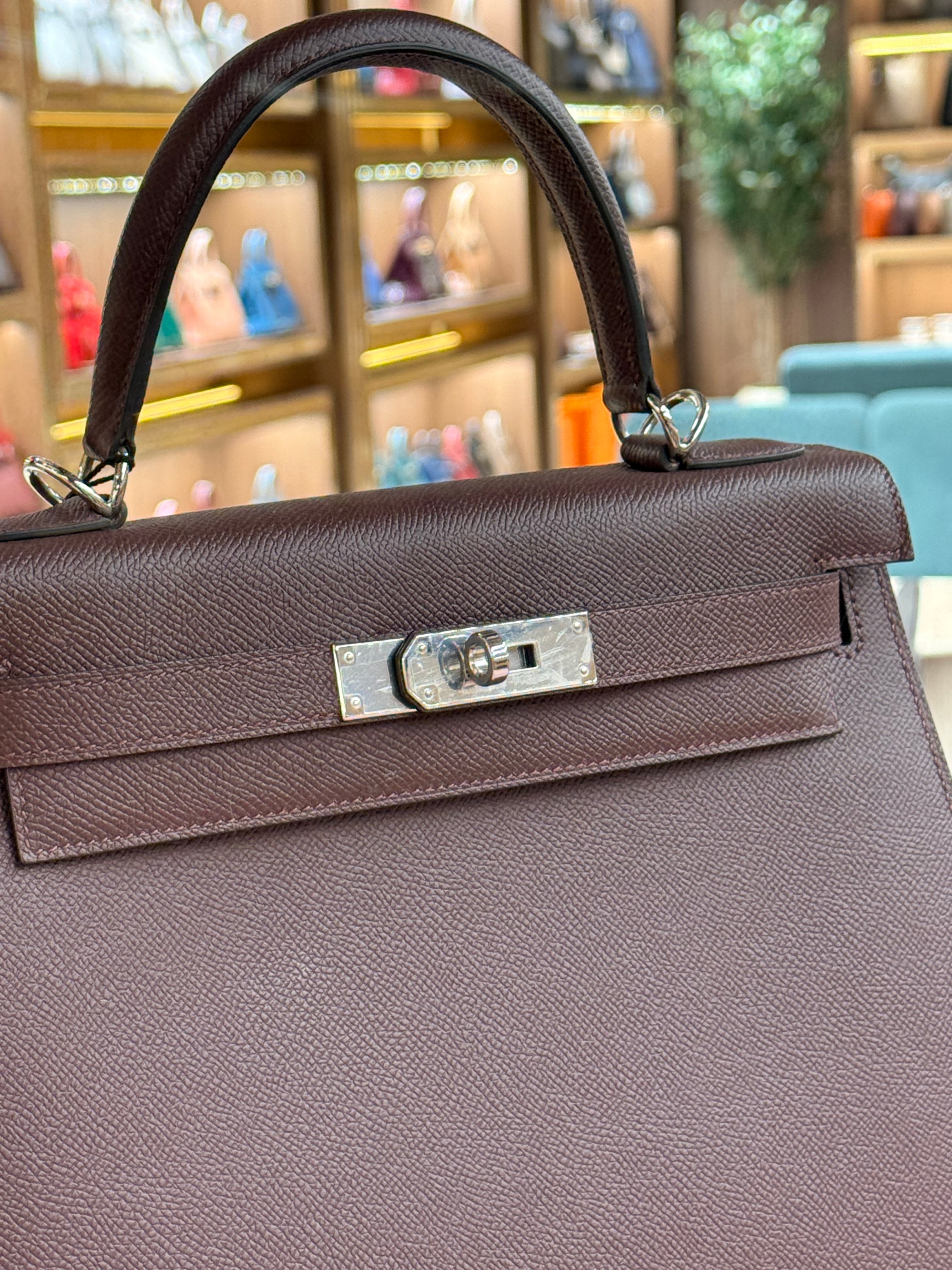 Hermes | Kelly (28) – Epsom – Bordeaux – Palladium Hardware