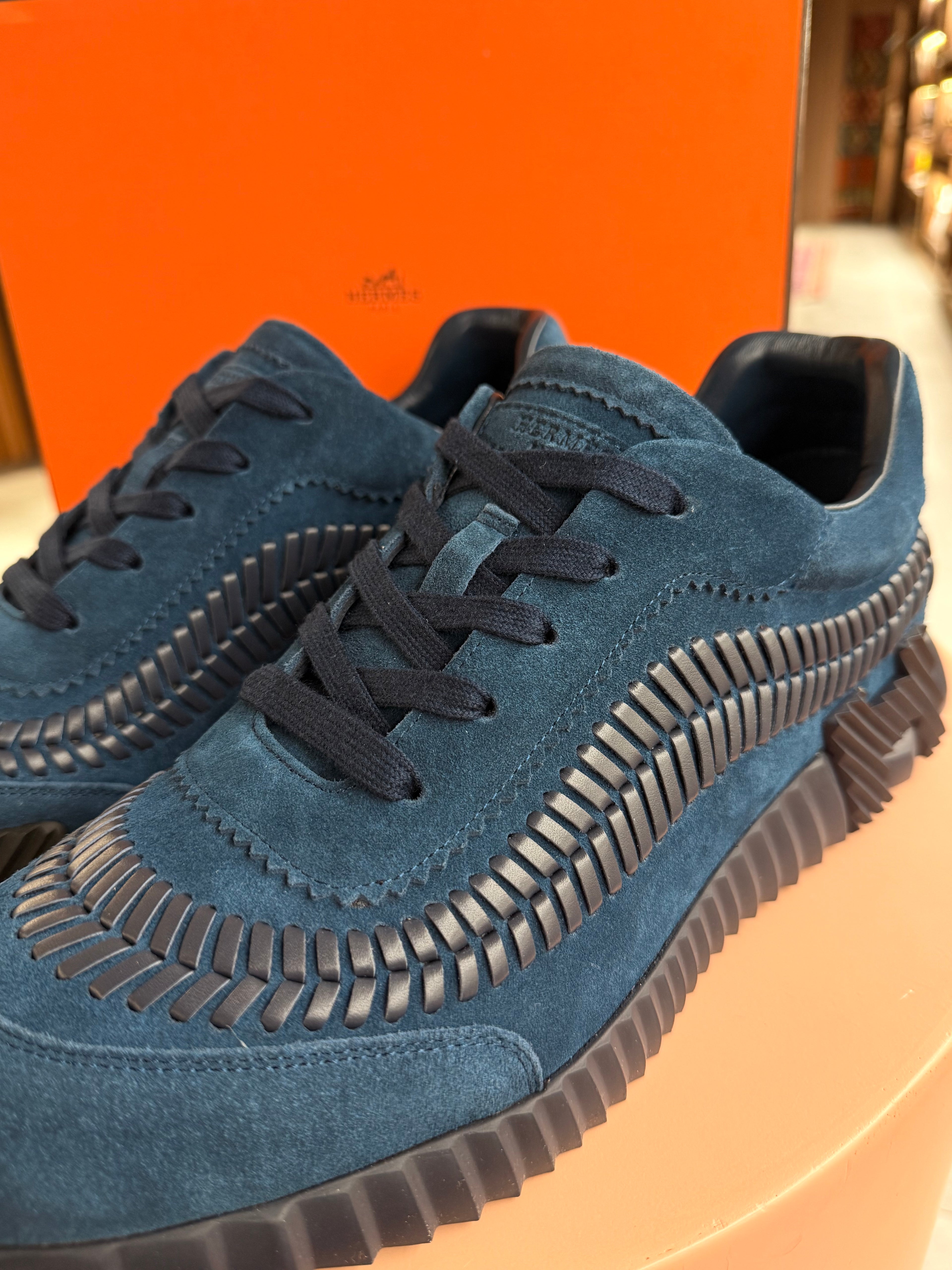Hermes | Bouncing – Suede – Bleu Nuit – Black Hardware