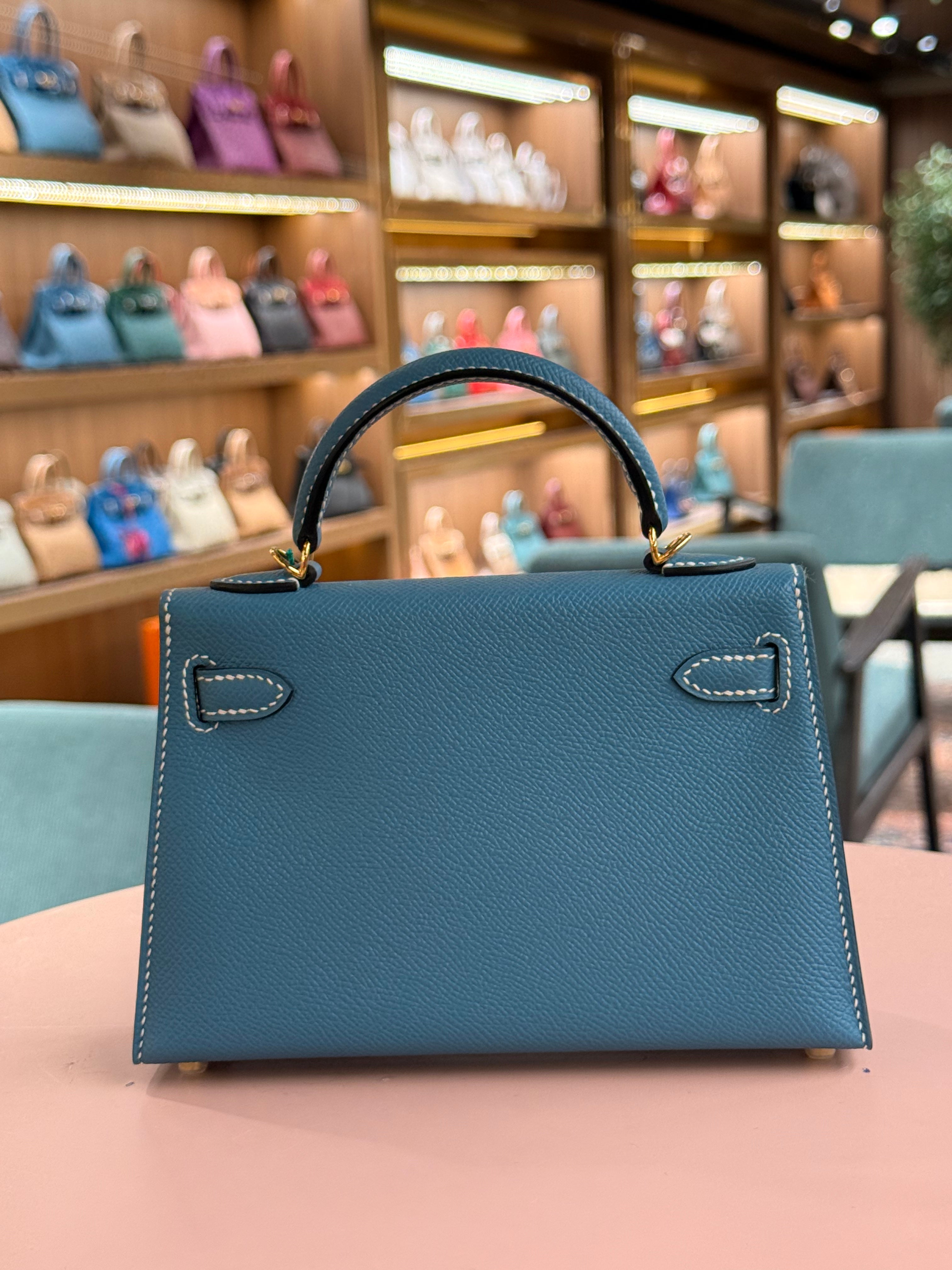 Hermes | Kelly (Mini) – Epsom – Bleu Brume – Gold Hardware