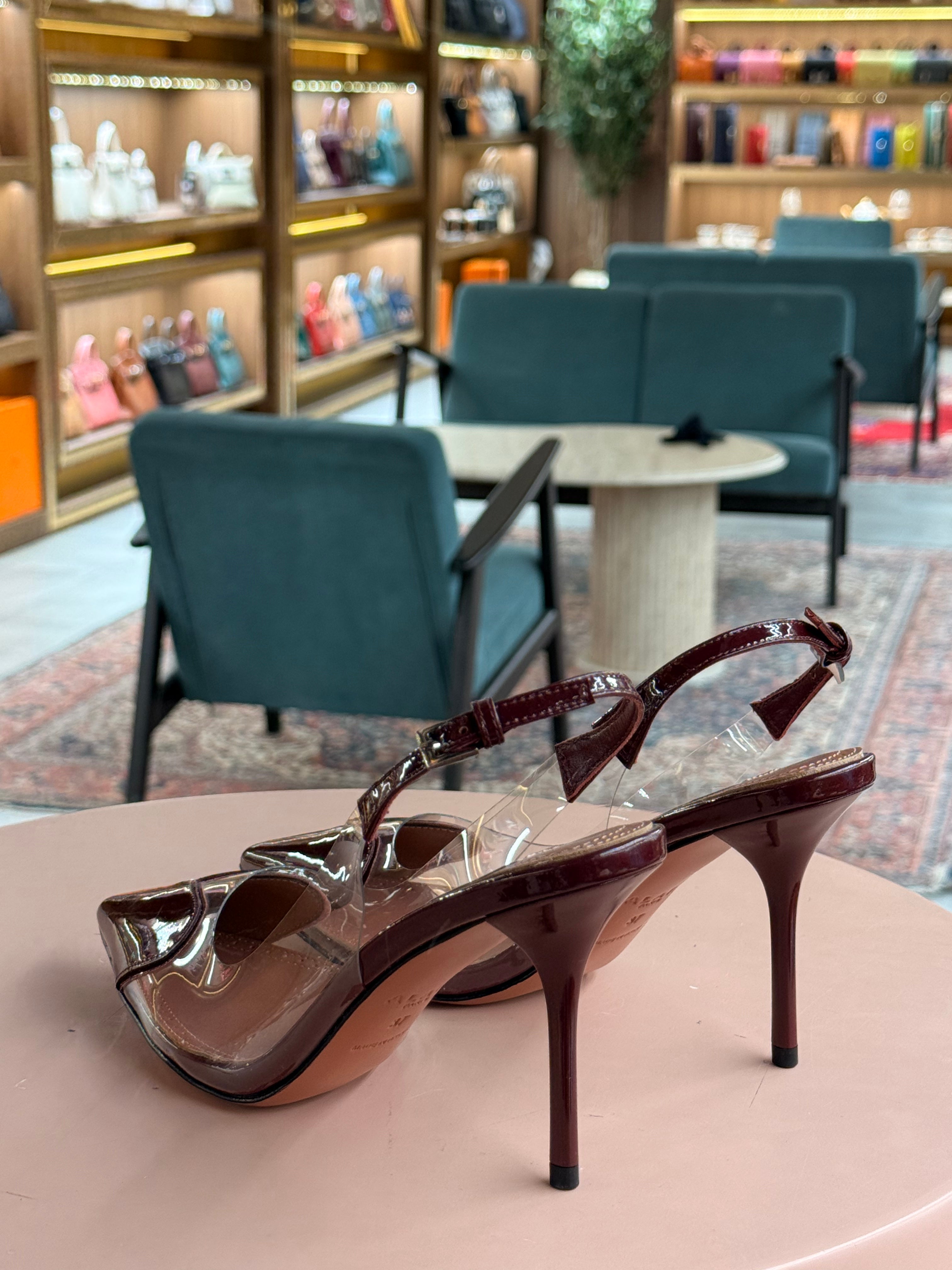 LE-CŒUR | Mules in Patent Leather – Patent Leather – Burgundy – Silver Hardware
