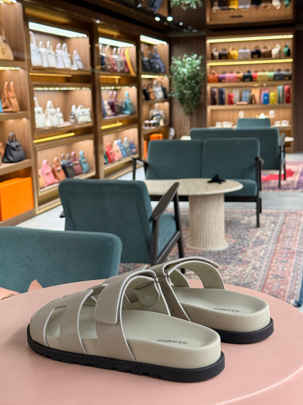 Hermes | Chypre-Sandal – Leather – Beige – Silver Hardware