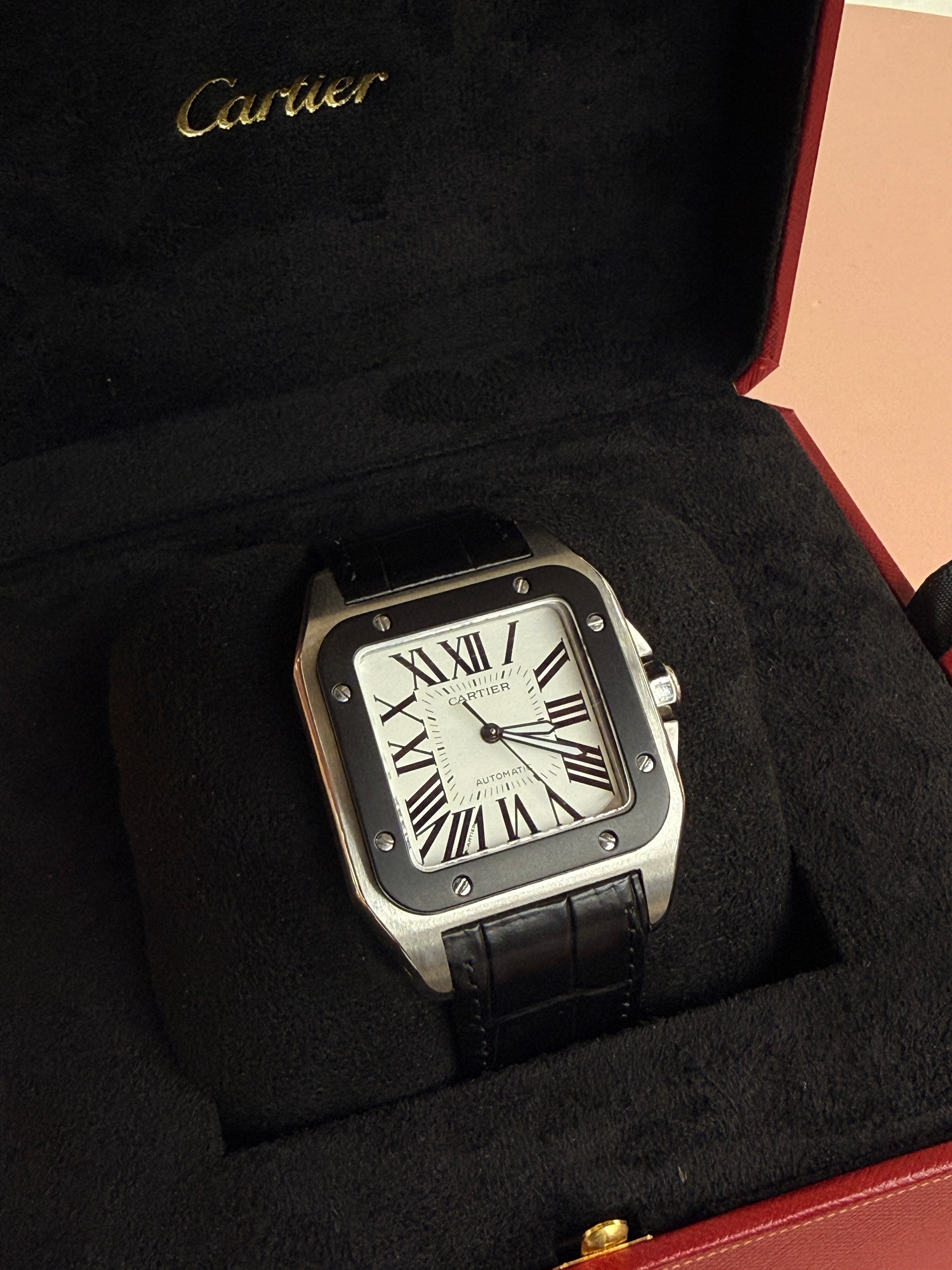 Cartier | Santos Man Watch – Stainless Steel – Silver – Silver Hardware