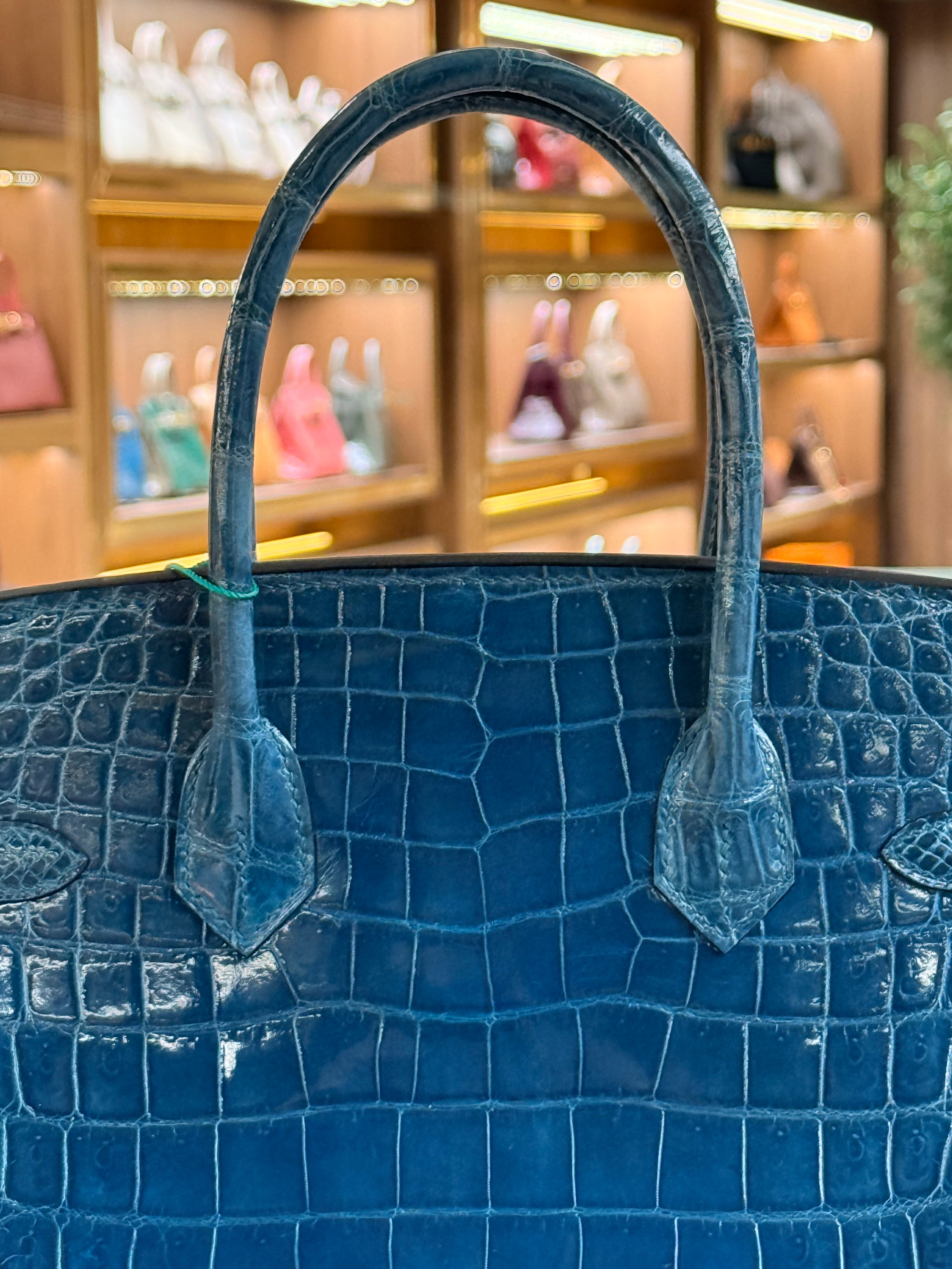 Hermes | Birkin (30) – Crocodile – Blue – Palladium Hardware