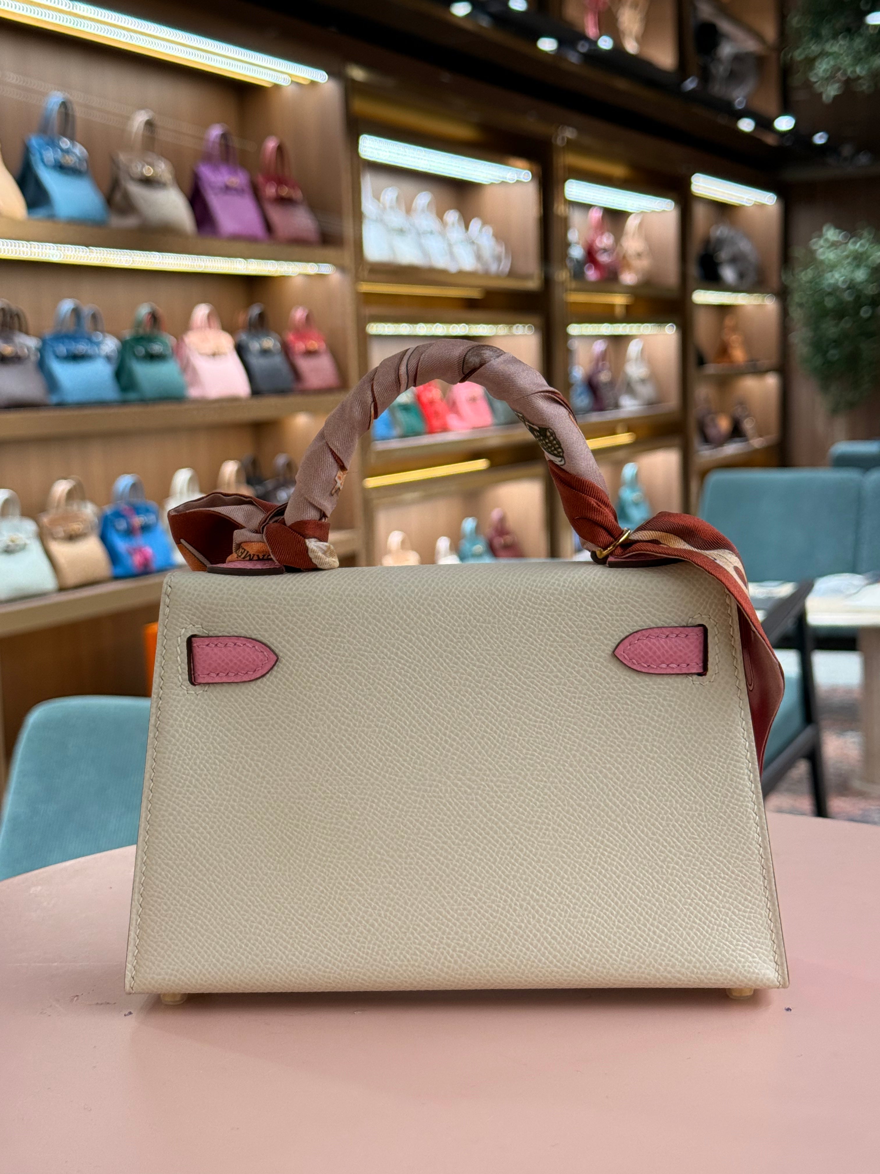 Hermes | Kelly (Mini) – Epsom – Cream/Pink – Gold Hardware