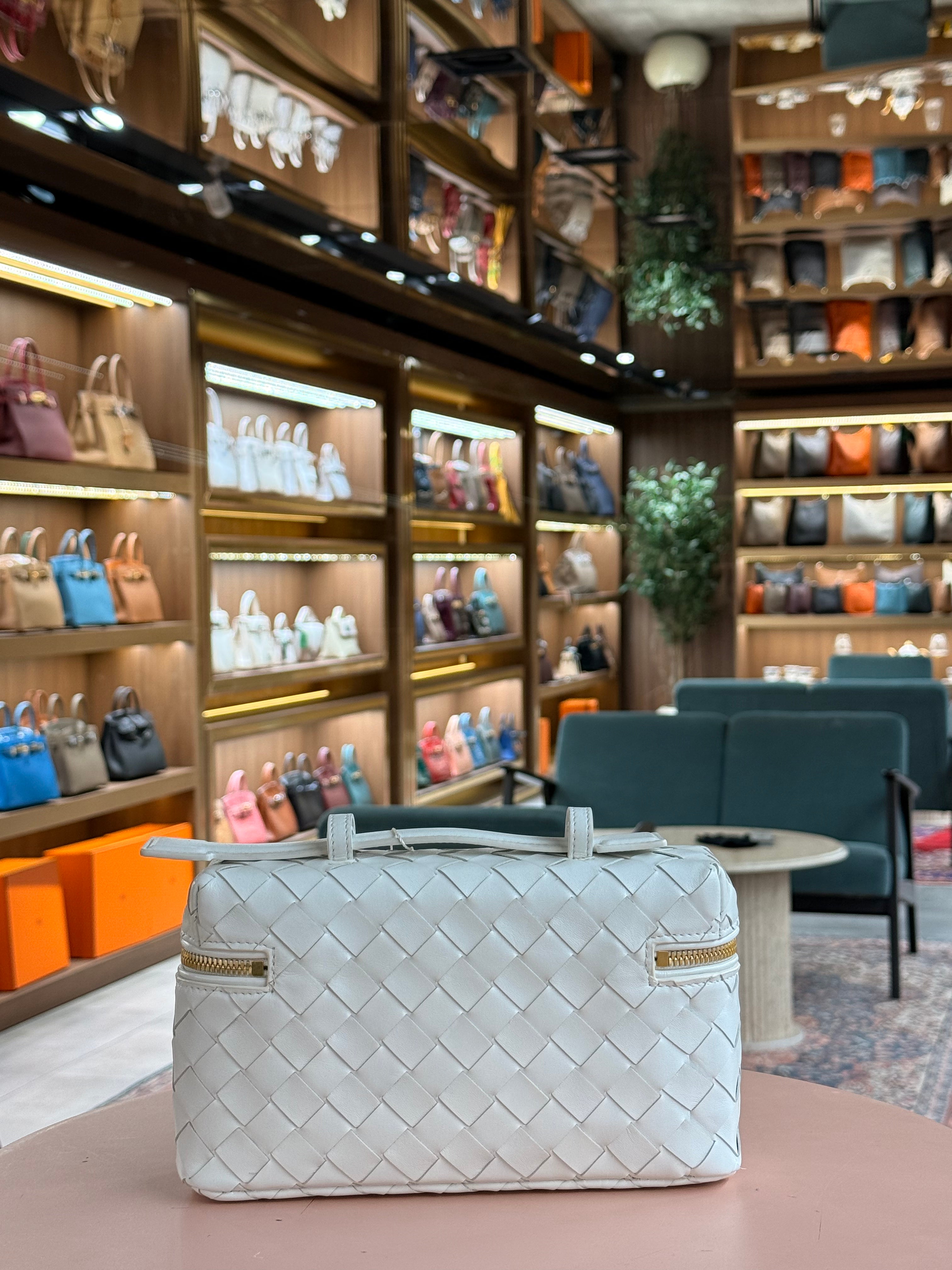 Bottega Veneta | Bang Bang Vanity – Intrecciato – White – Gold Hardware