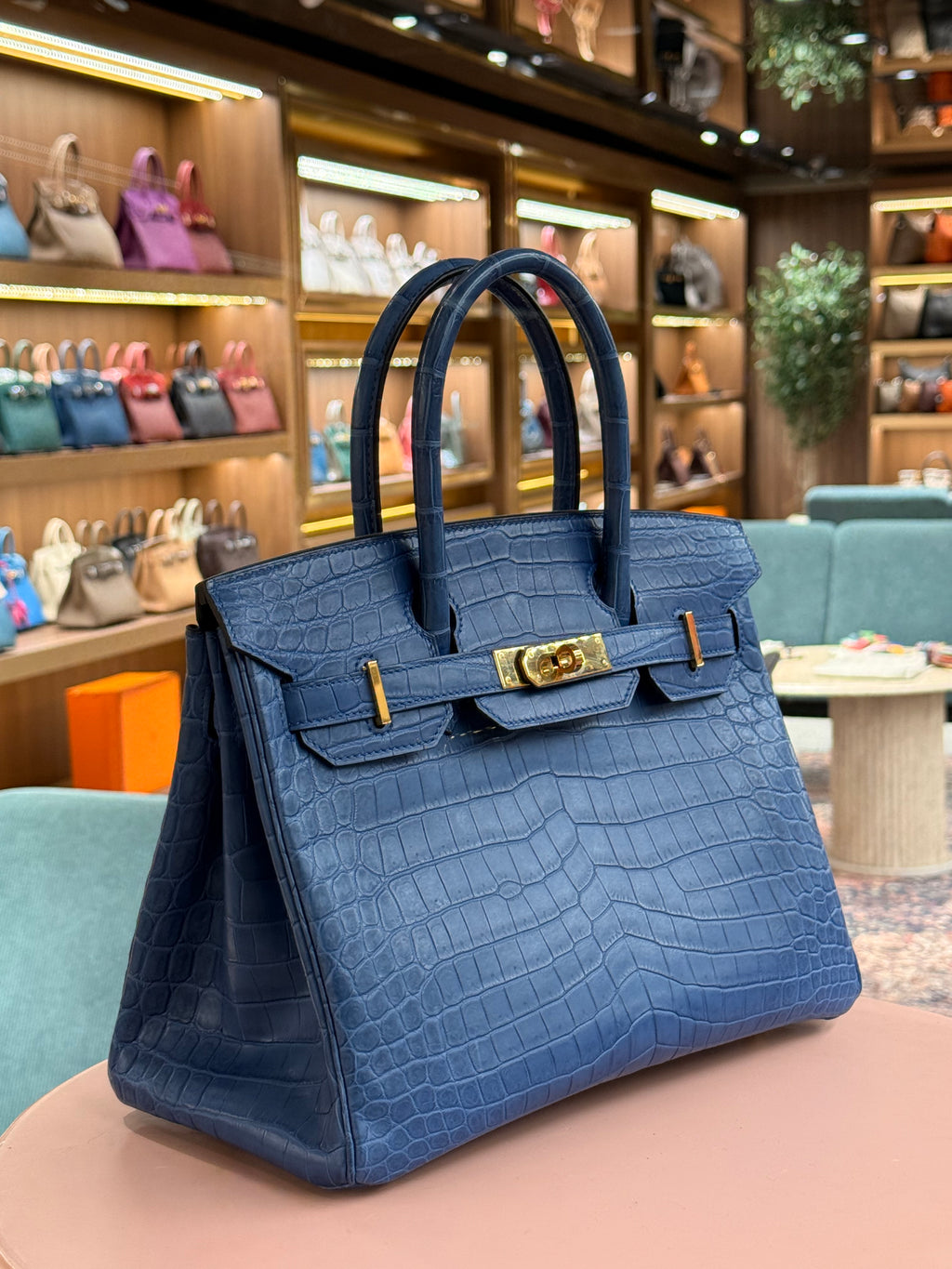 Hermes | Birkin (30) – Crocodile – Blue – Gold Hardware