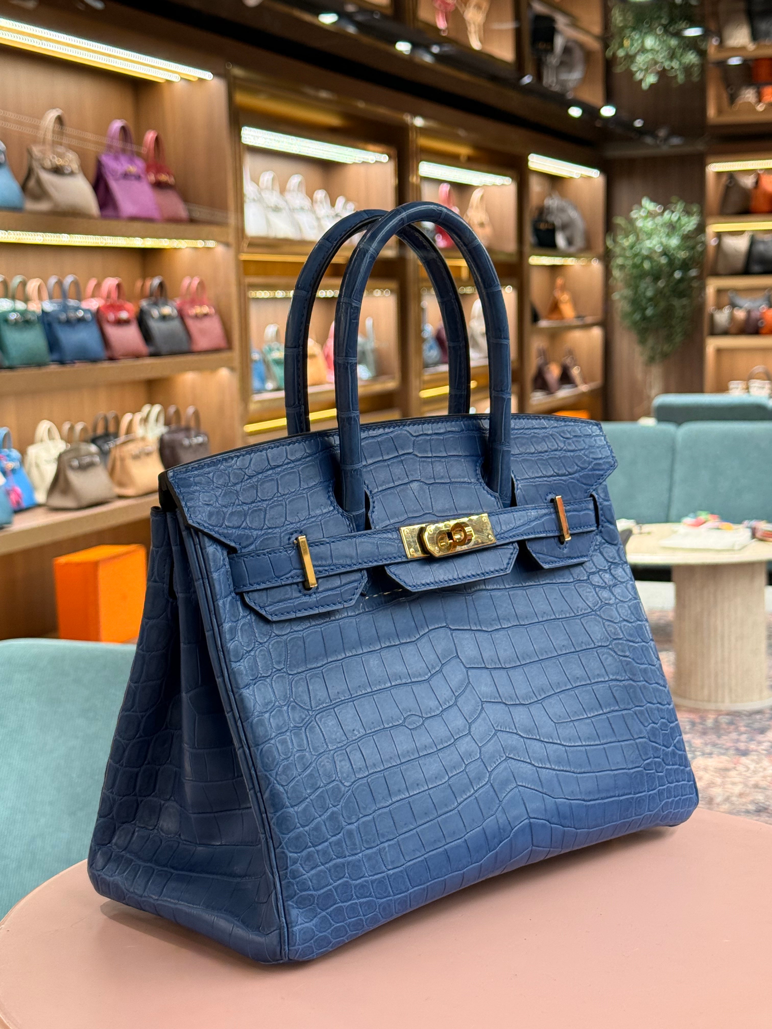 Hermes | Birkin (30) – Crocodile – Blue – Gold Hardware