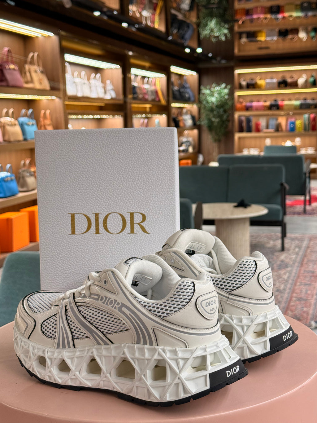 Dior | B35-NXXT-Sneaker – Mesh – White – Silver Hardware