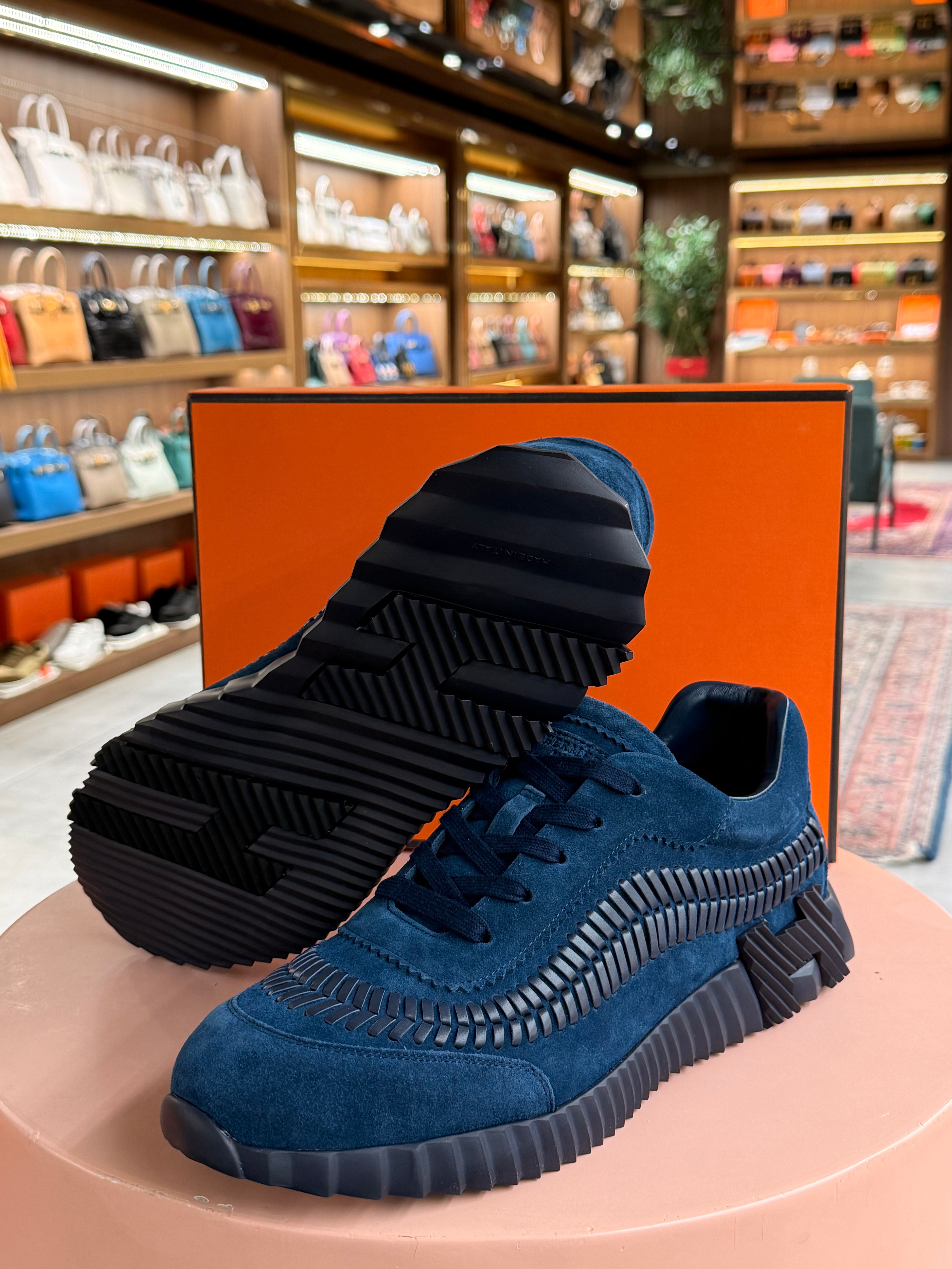 Hermes | Bouncing – Suede – Bleu Nuit – Black Hardware