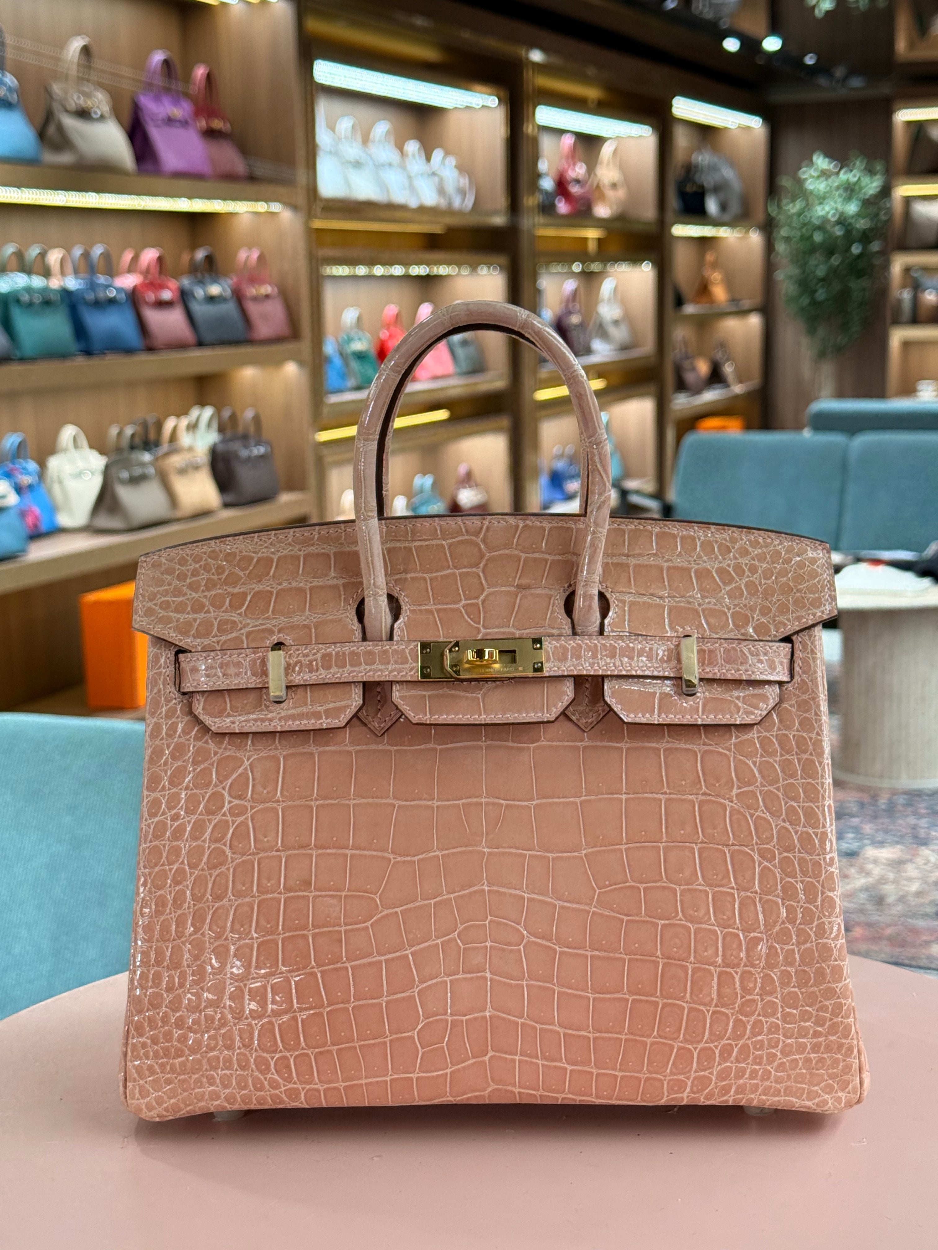 Hermes | Birkin (25) – Crocodile – Rose Poudre – Gold Hardware