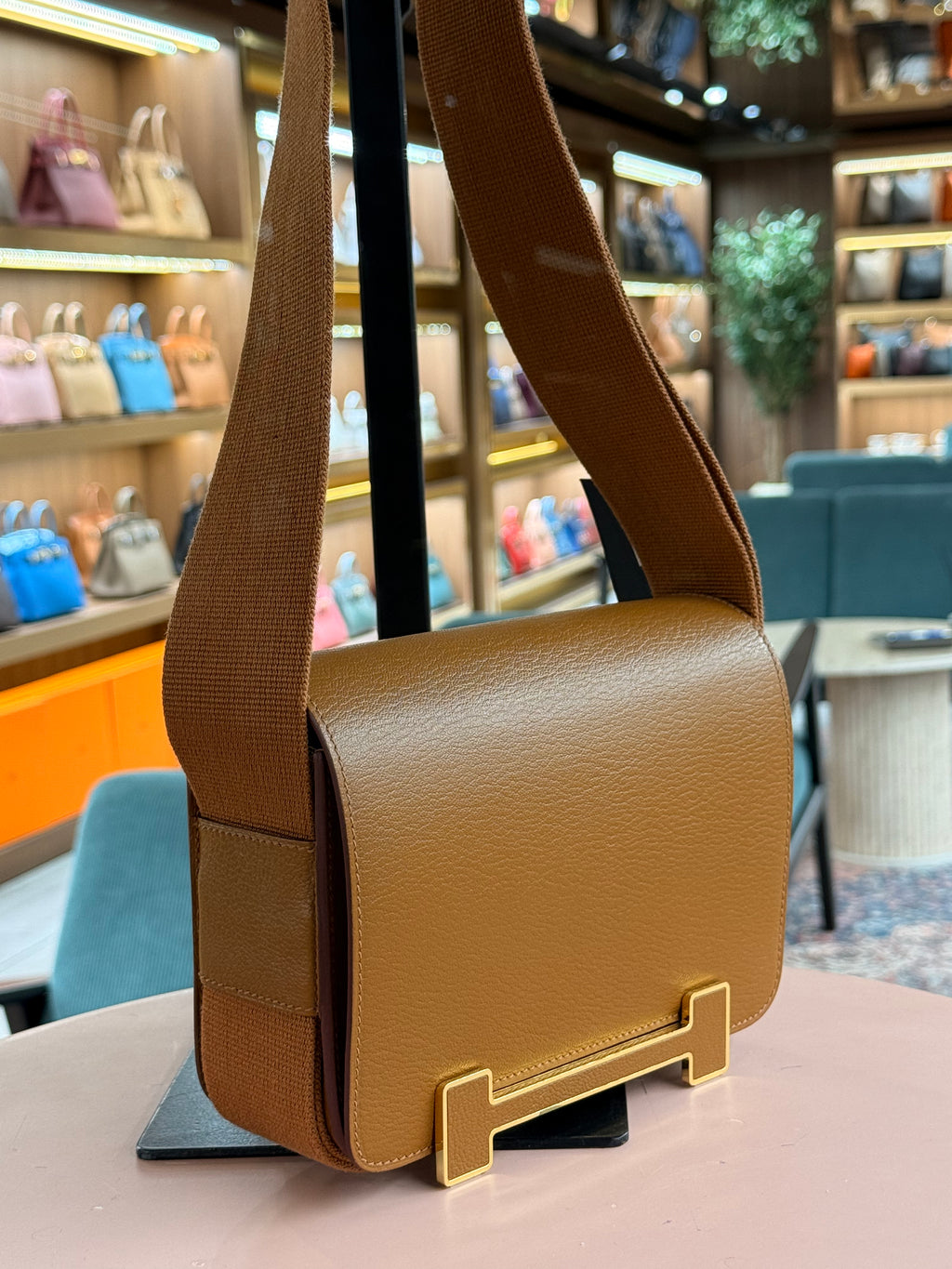 Hermes | Herbag Geta – Leather – Brown – Gold Hardware
