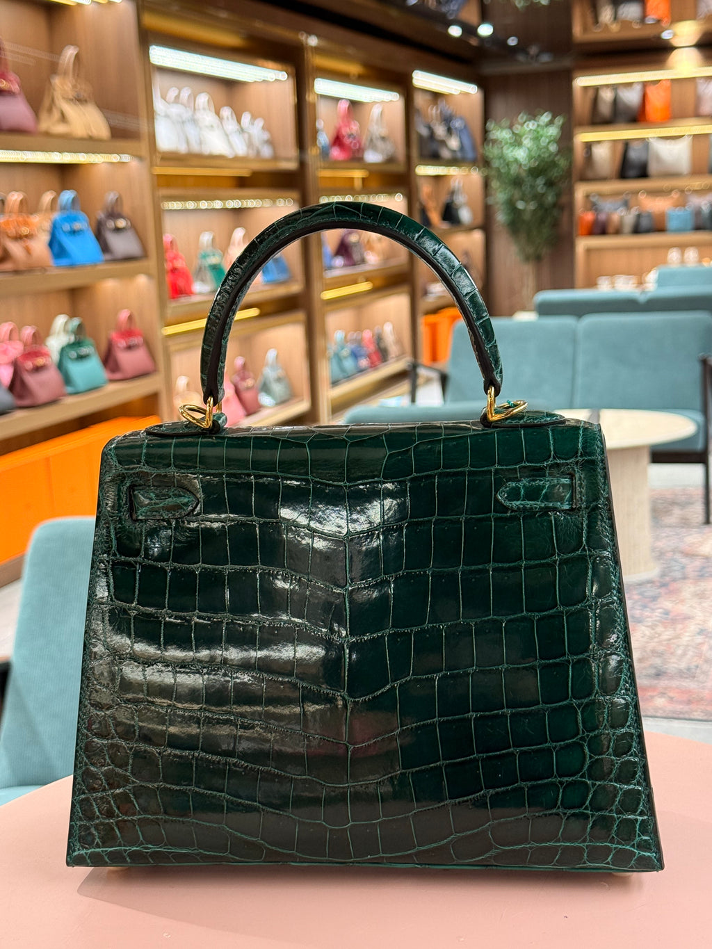 Hermes | Kelly (25) – Crocodile – Green – Gold Hardware