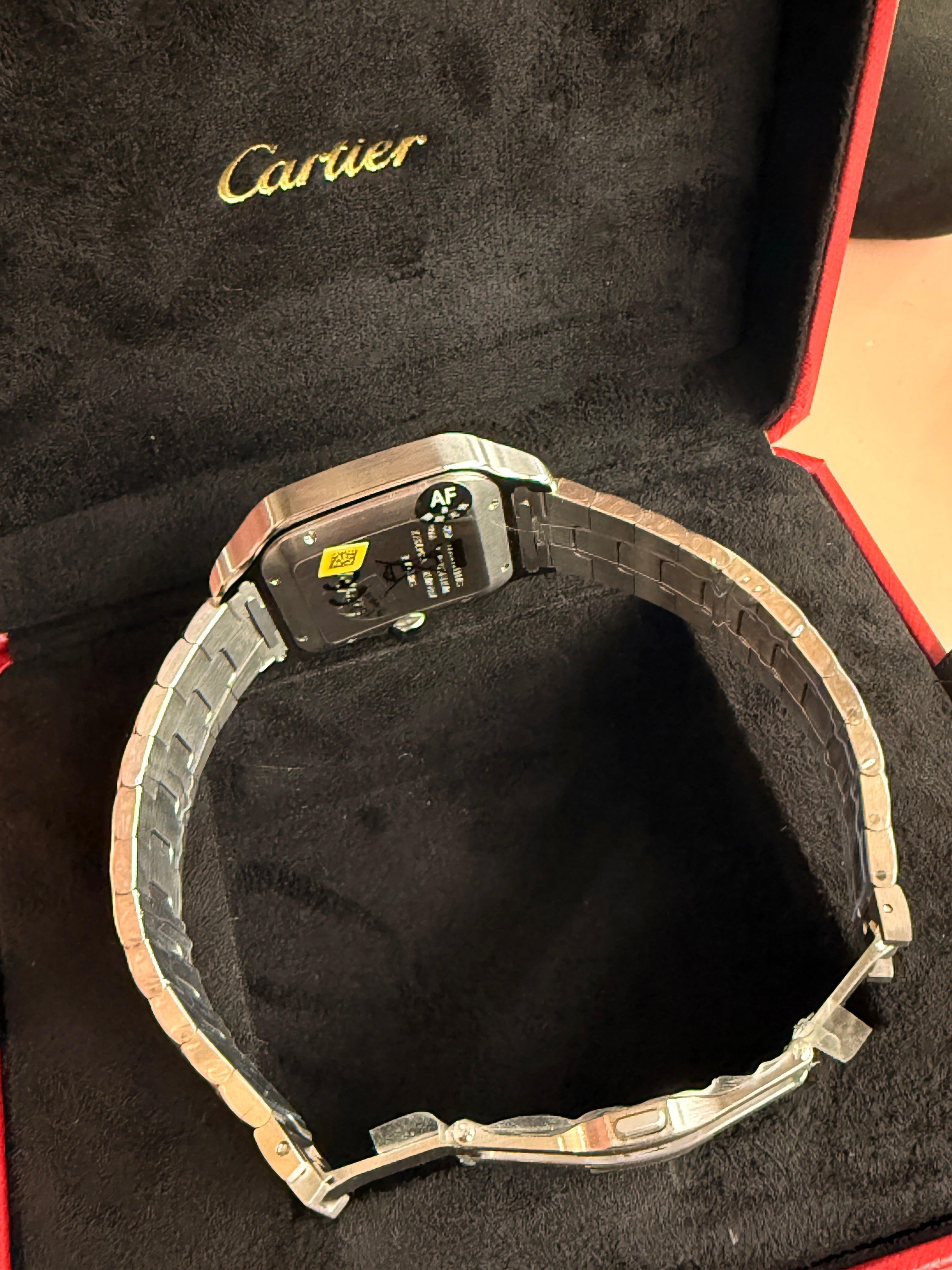 Cartier | Santos Man Watch – Stainless Steel – Black – Silver Hardware