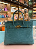 Hermes | Birkin (30) – Crocodile – Bleu Lagoon – Gold Hardware