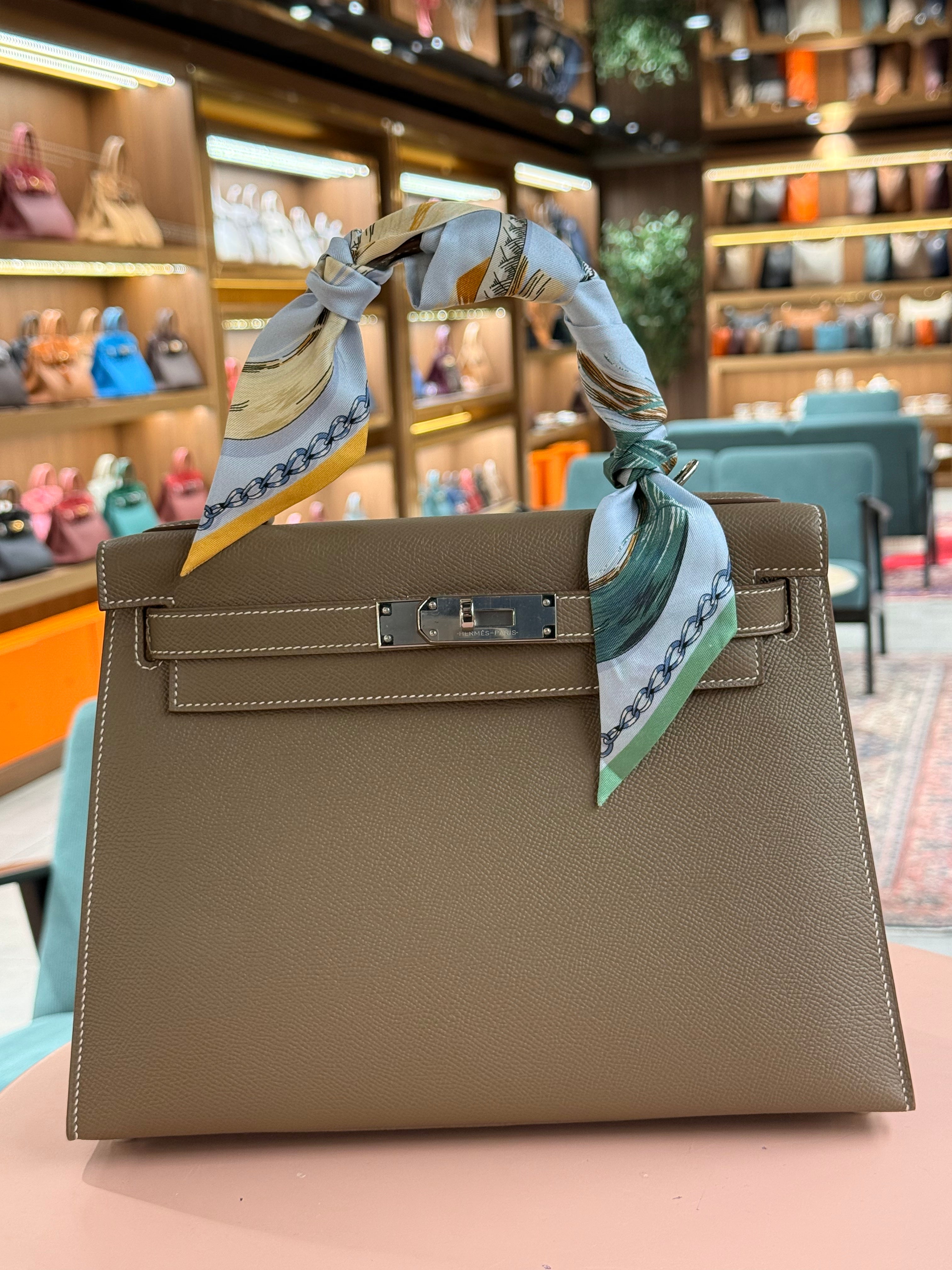 Hermes | Kelly (28) – Epsom – Etoupe – Palladium Hardware
