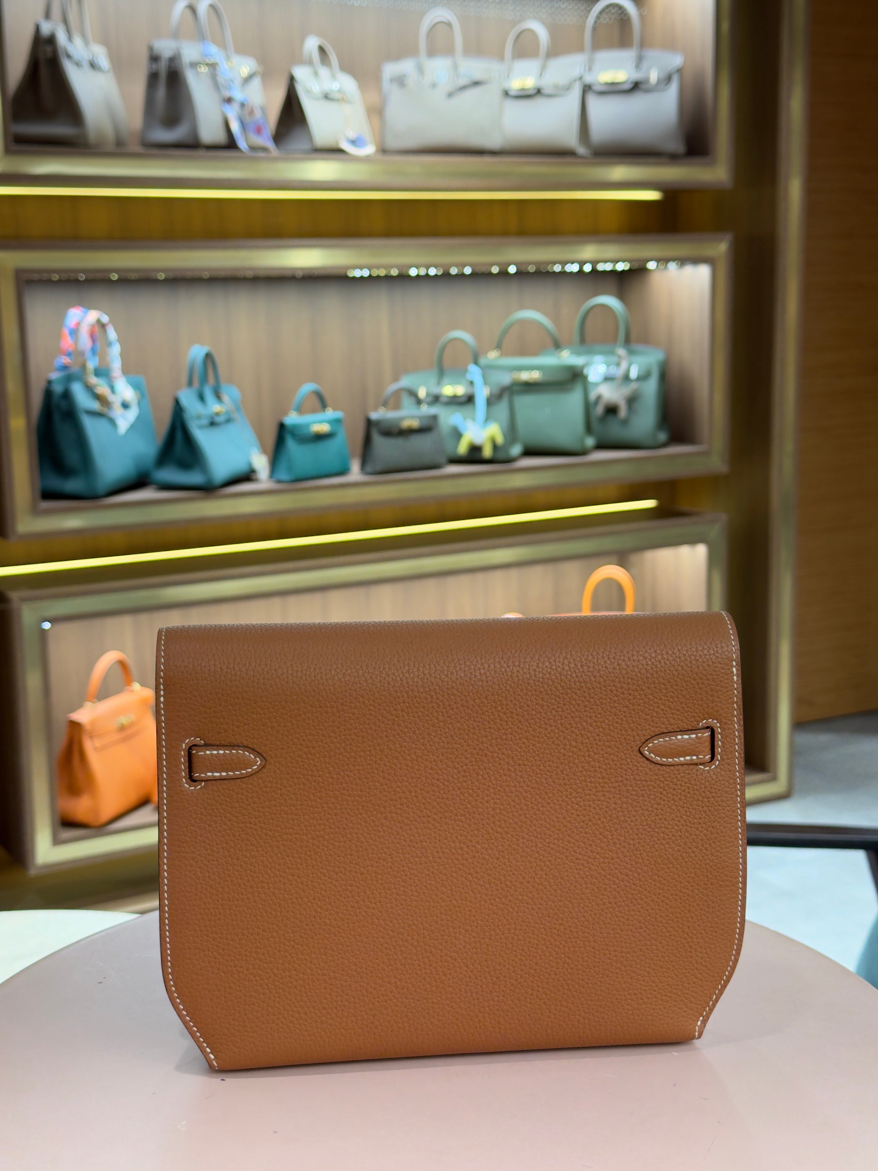 Hermes | Kelly Depeche – Togo – Gold – Silver Hardware