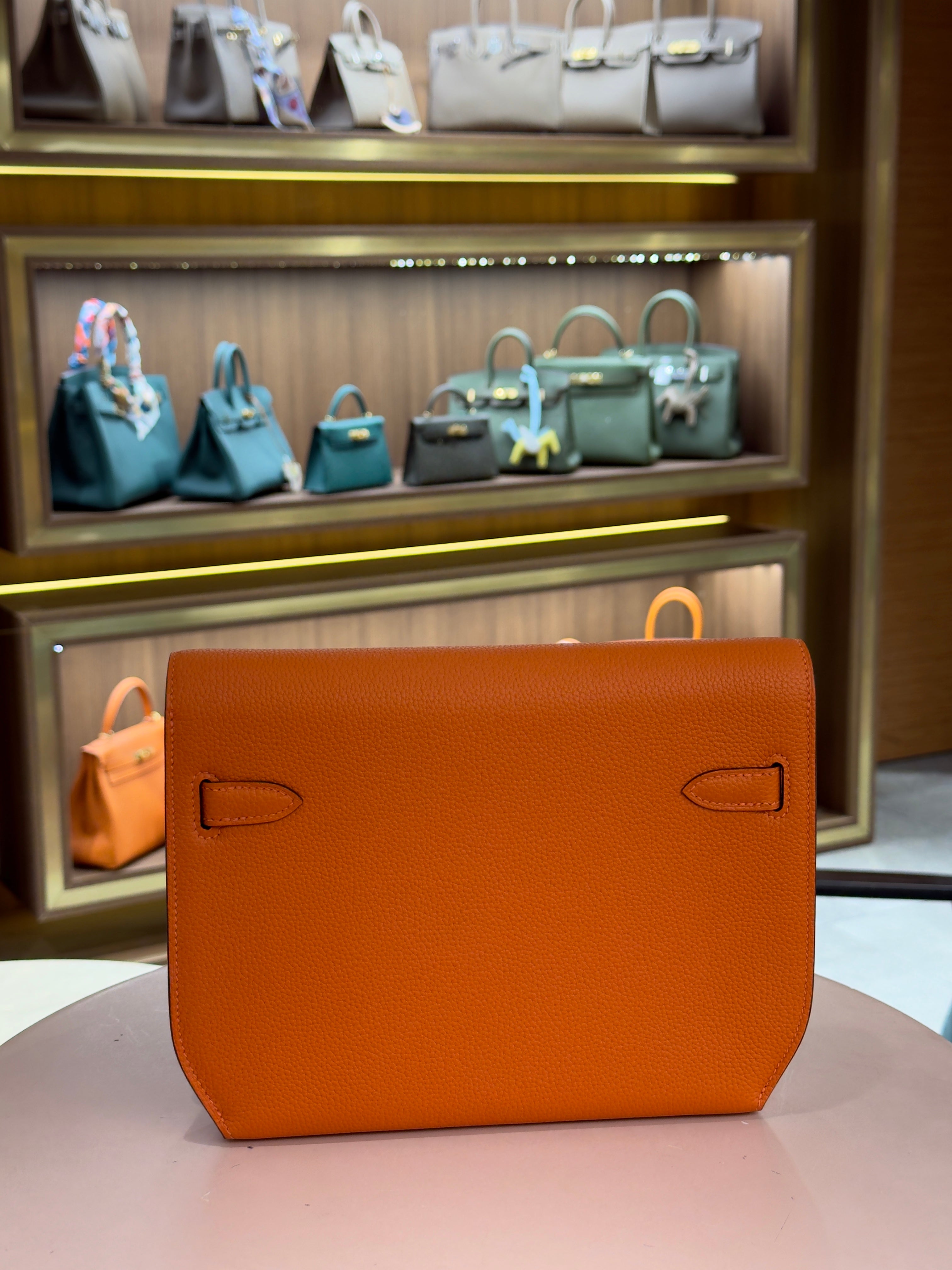 Hermes | Kelly Depeche – Togo – Orange – Palladium Hardware