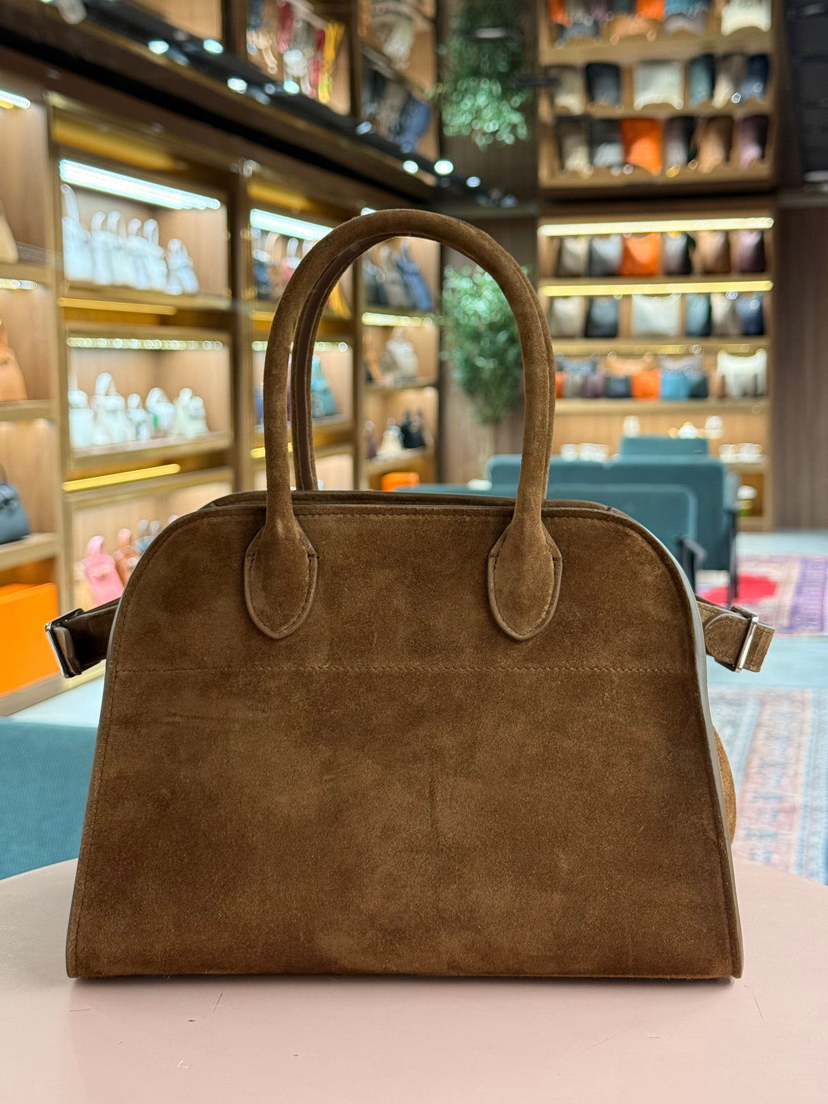 The Row | Suede Soft Margaux (10) – Suede – Brown – Gold Hardware