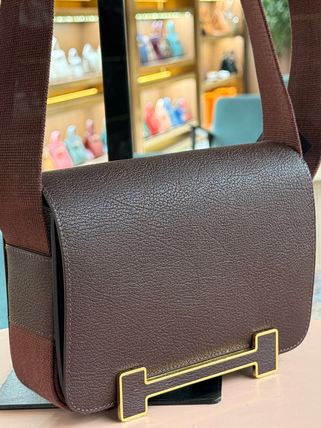 Hermes | Herbag Geta – Leather – Brown – Gold Hardware