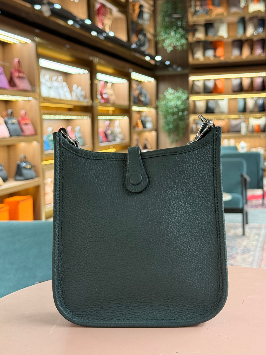 Hermes | Evelyne (Small) – Clemence – Vert Cypress – Palladium Hardware