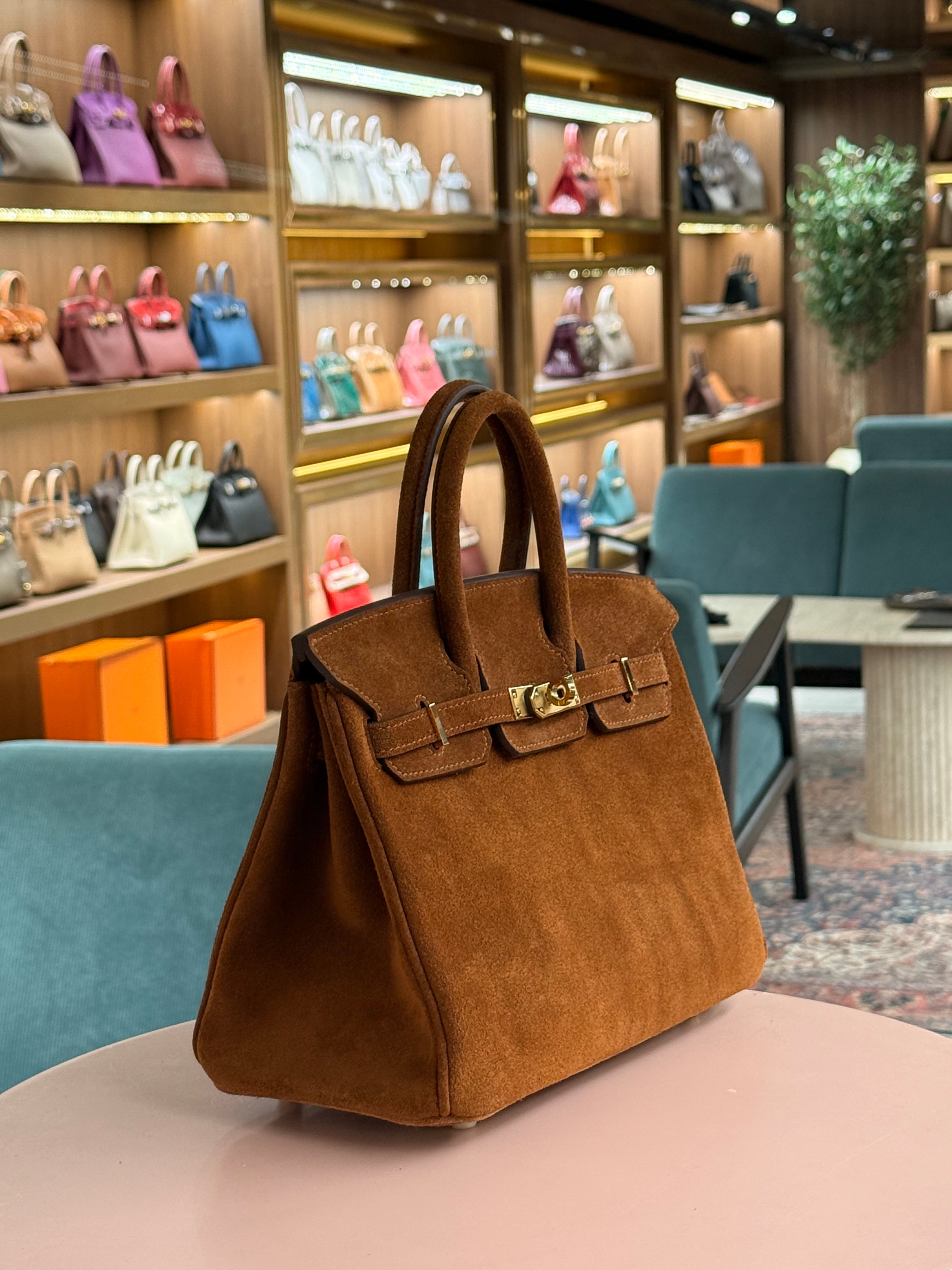 Hermes | Birkin (25) – Suede – Brown – Gold Hardware