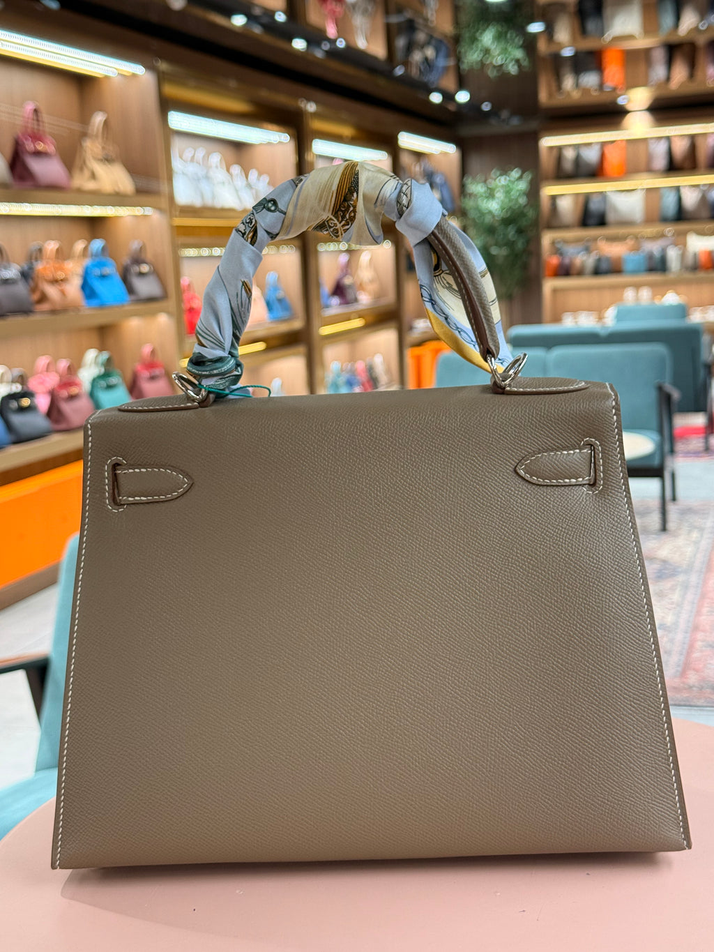 Hermes | Kelly (28) – Epsom – Etoupe – Palladium Hardware