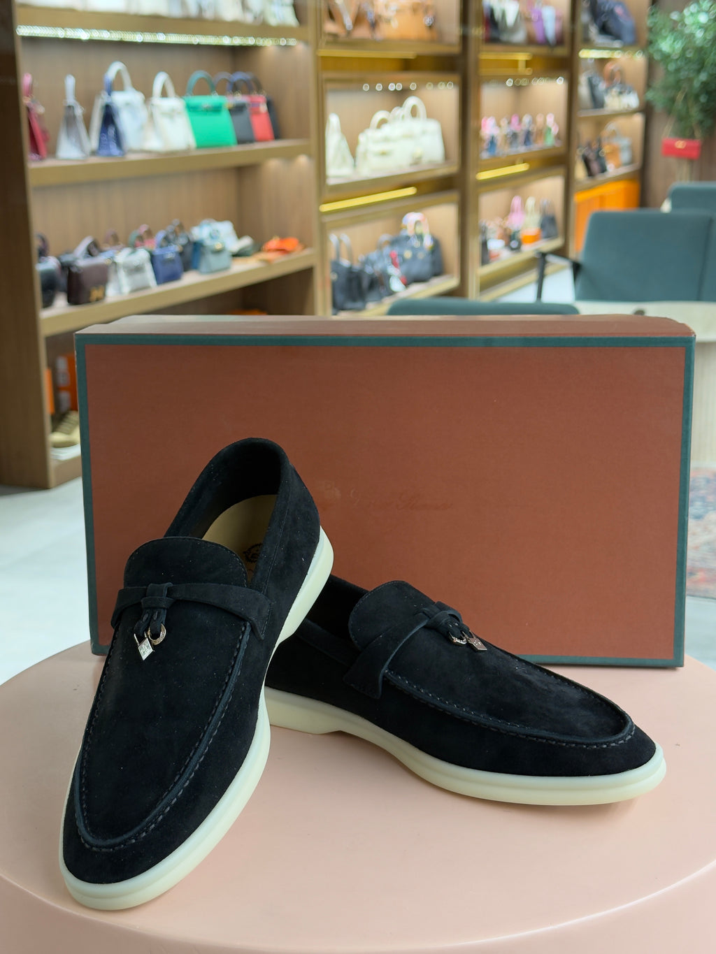 Loro Piana | Piana Summer Charms Walk Loafer – Suede – Black – Silver Hardware