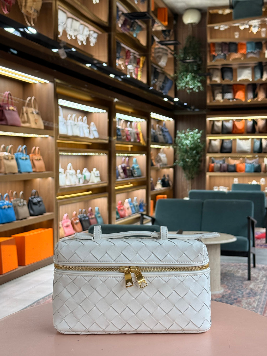 Bottega Veneta | Bang Bang Vanity – Intrecciato – White – Gold Hardware