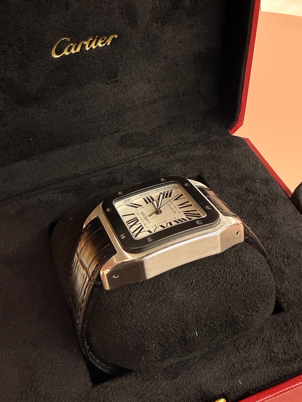 Cartier | Santos Man Watch – Stainless Steel – Silver – Silver Hardware