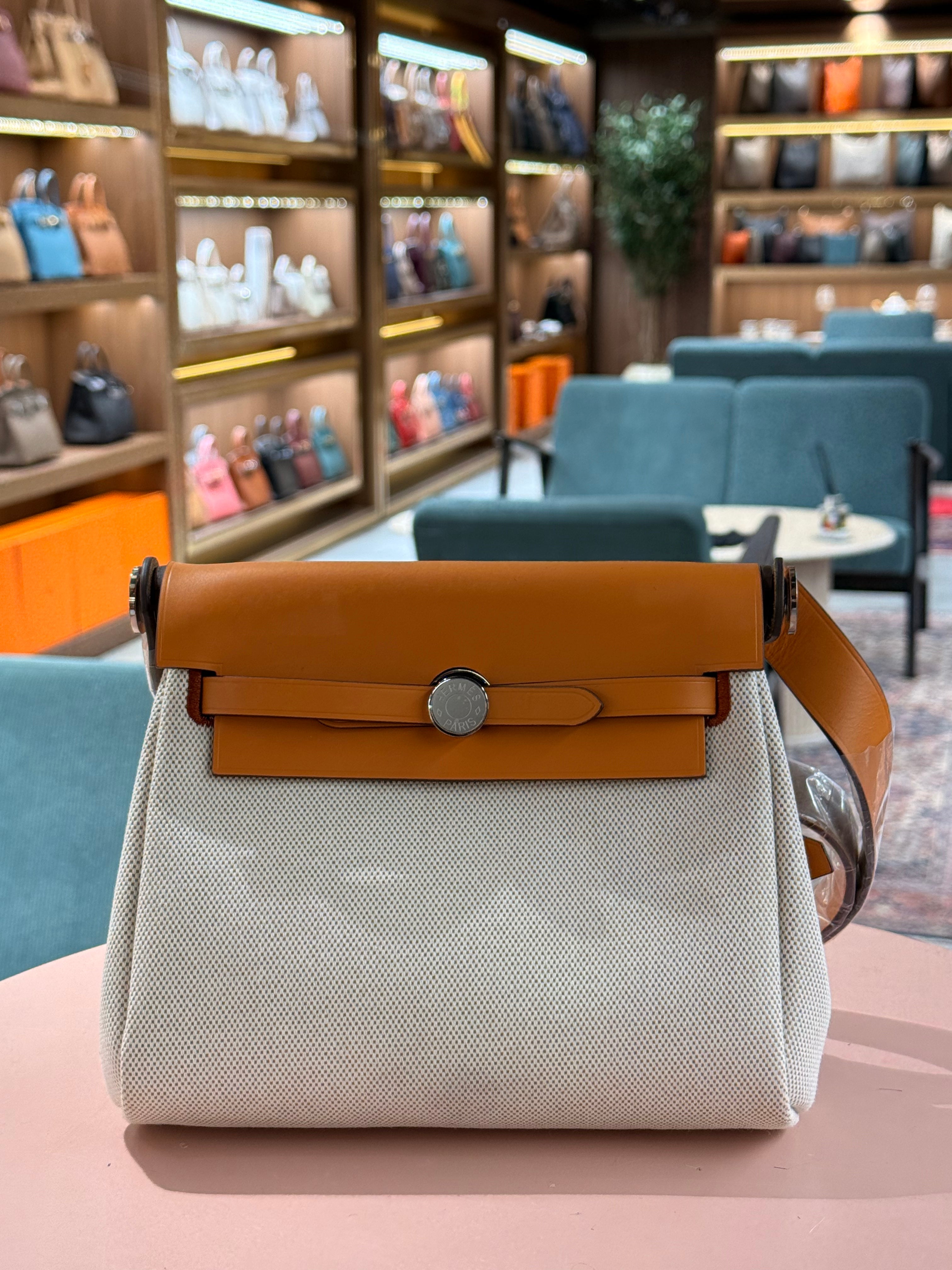 Hermes | Herbag (Mini) – Canvas – Cream – Silver Hardware