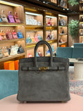 Hermes | Birkin (25) – Suede – Grey – Gold Hardware