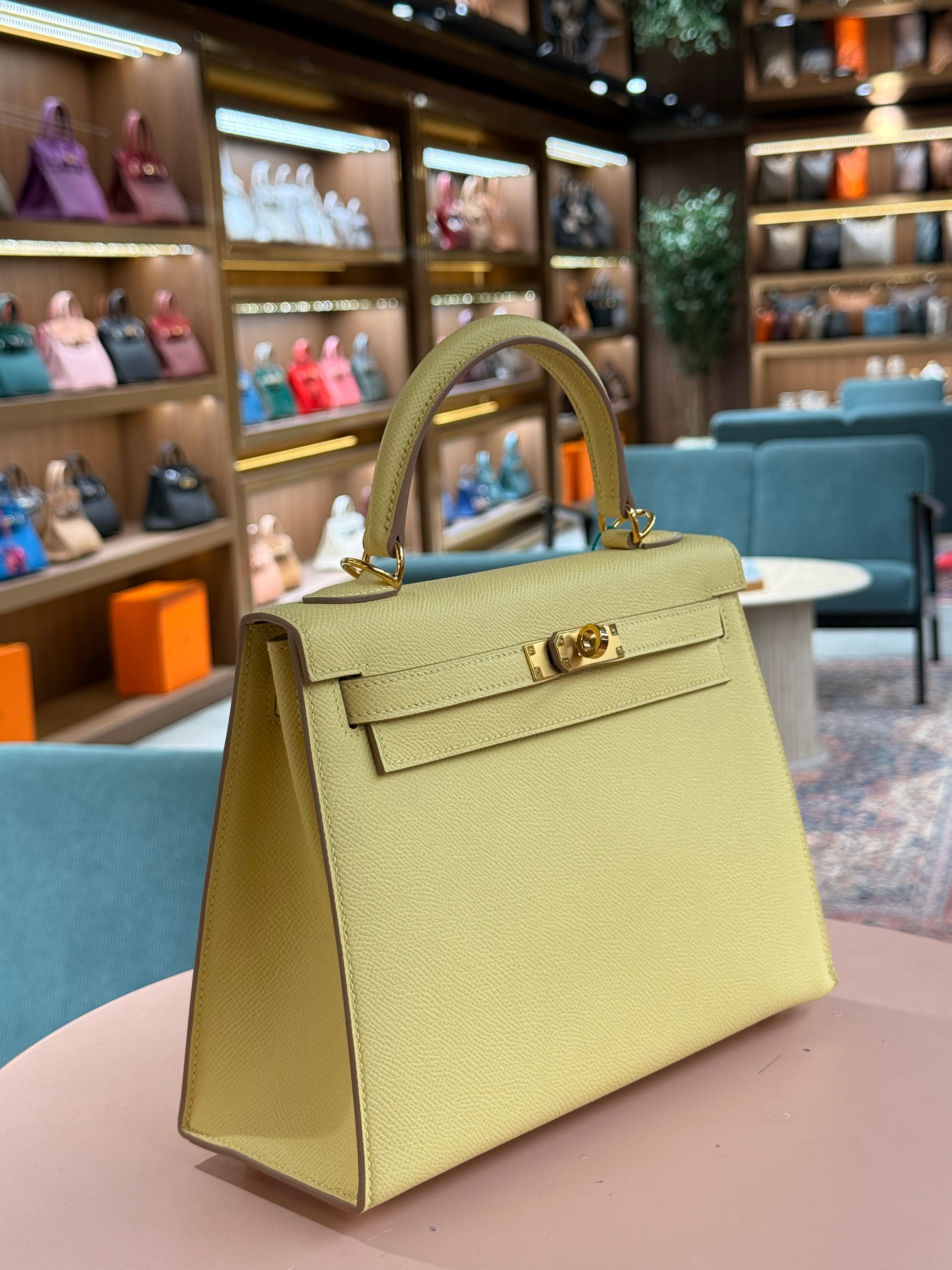 Hermes | Kelly (25) – Epsom – Jaune Poussin – Gold Hardware