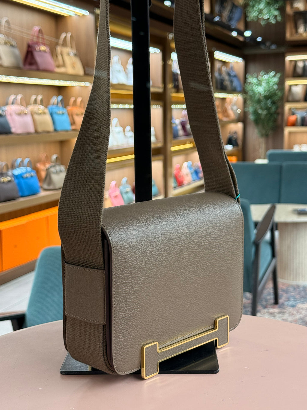 Hermes | Herbag Geta – Leather – Vert Cypress – Gold Hardware