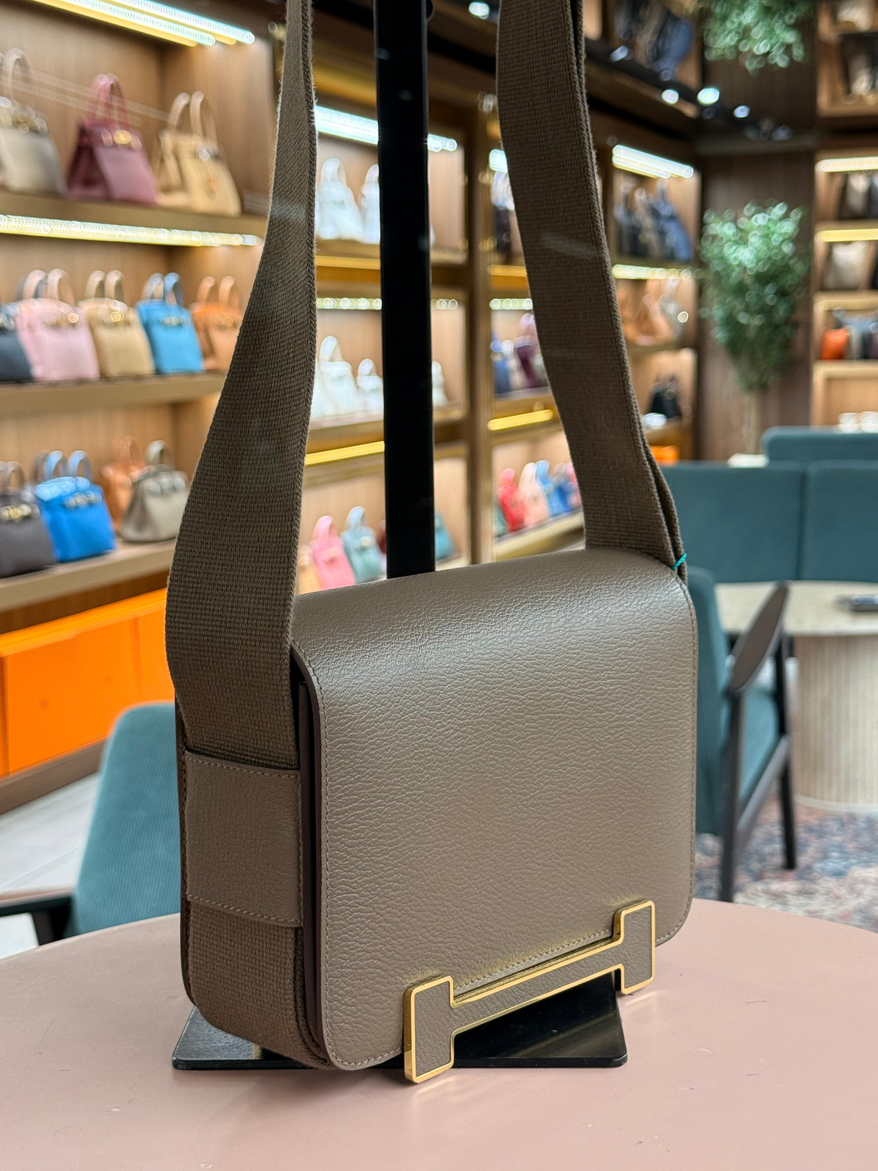 Hermes | Herbag Geta – Leather – Vert Cypress – Gold Hardware